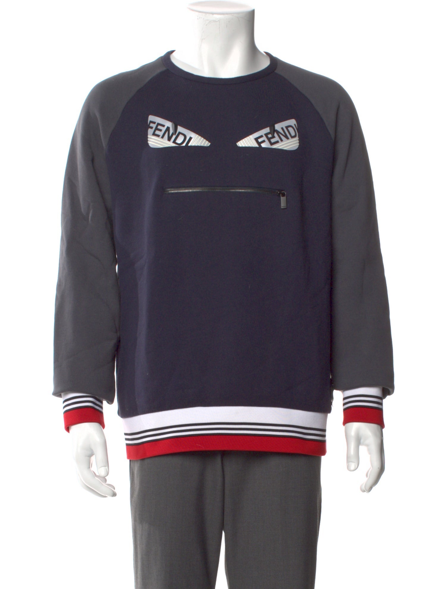Fendi Monsters Motif Crew Neck Sweatshirt