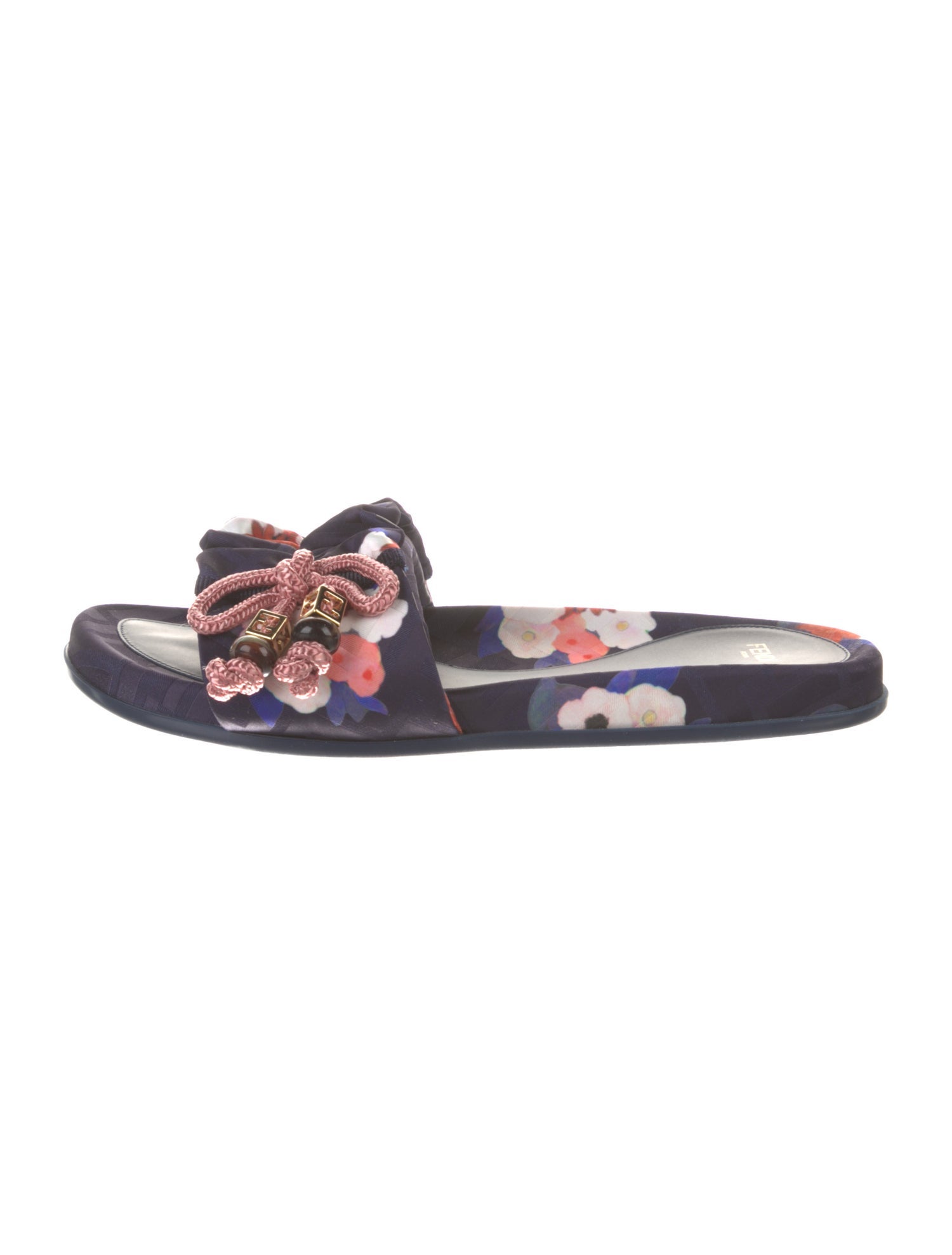 Fendi Satin Floral Print Slides