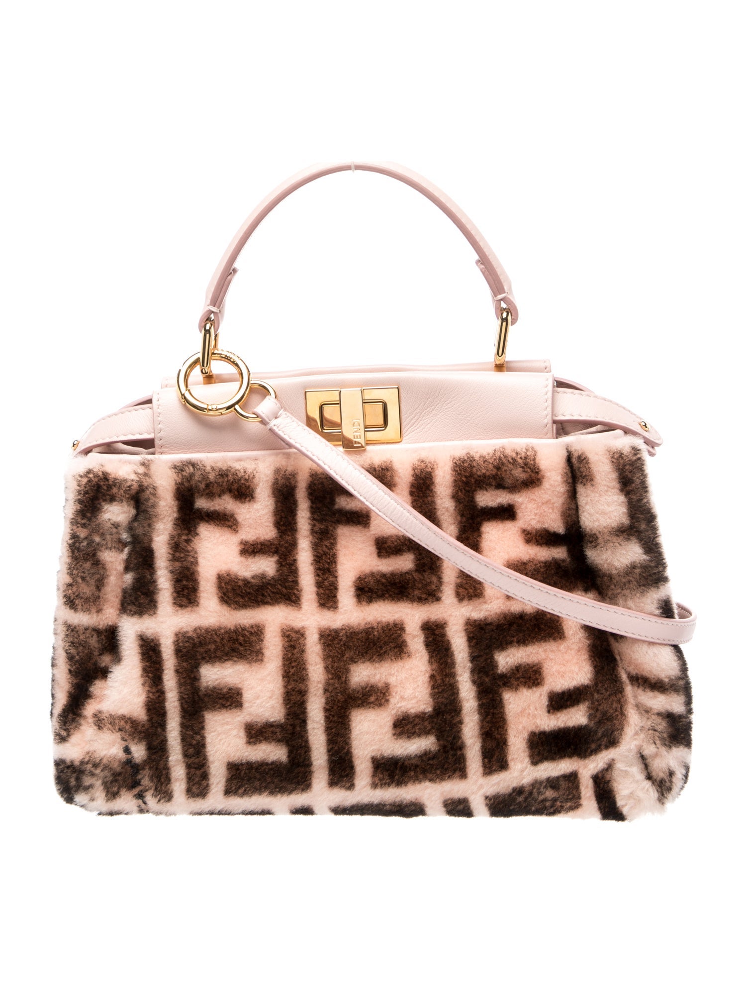 FENDIバッグ Fendi Zucca FF Peekaboo Mini - Pink Handle Bags, Handbags