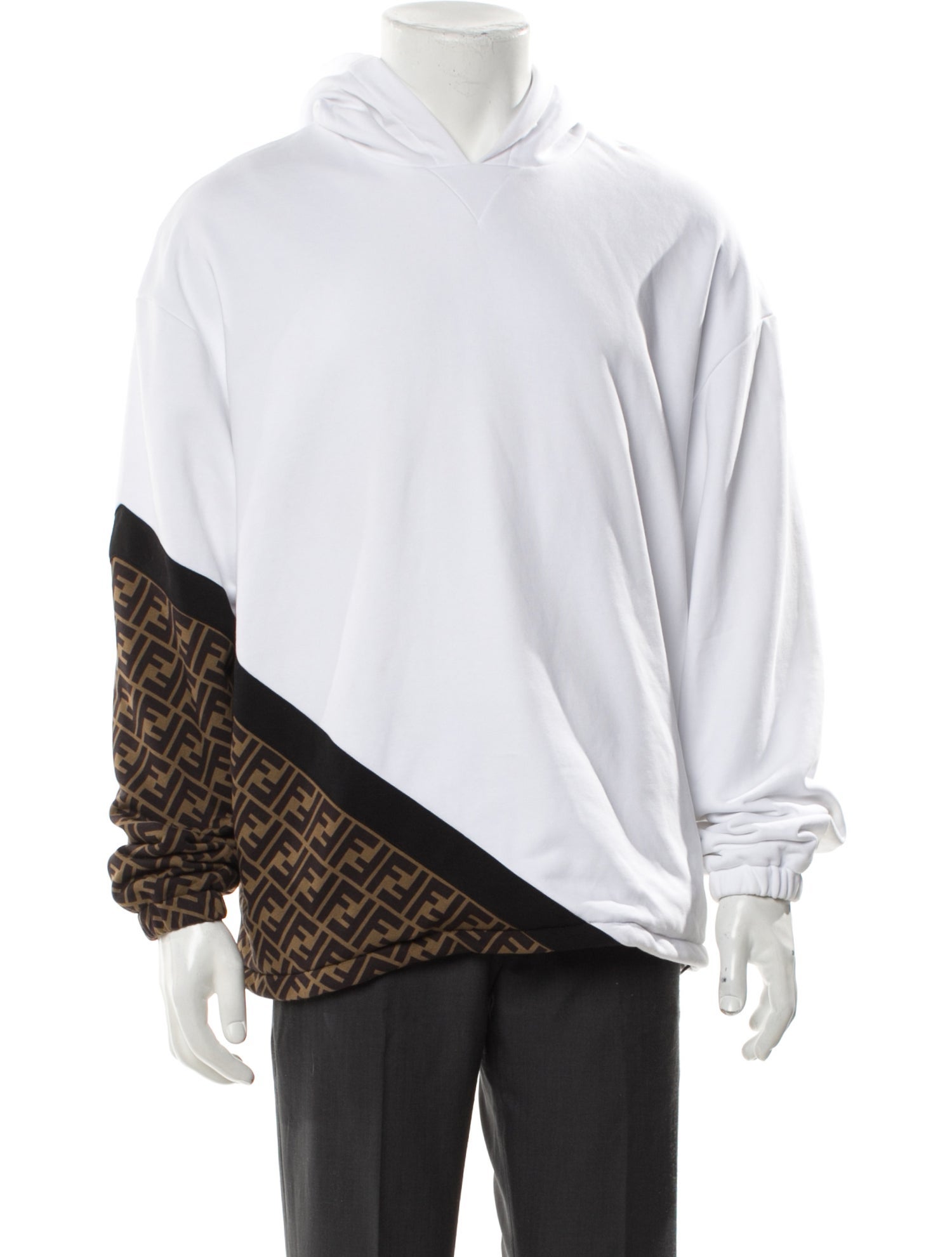 Fendi Zucca FF Logo Colorblock Pattern Hoodie