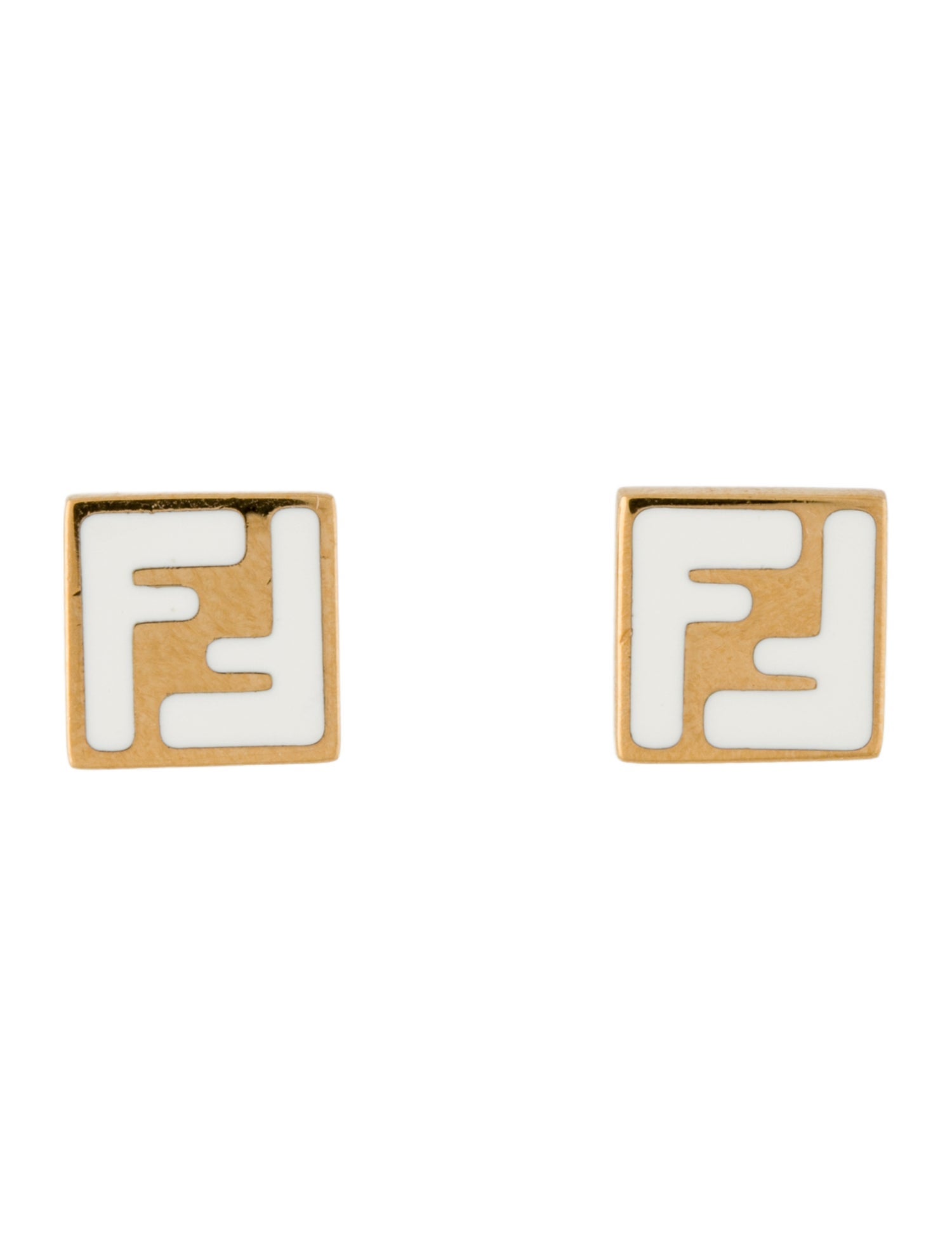 Fendi Enamel FF Logo Stud Earrings