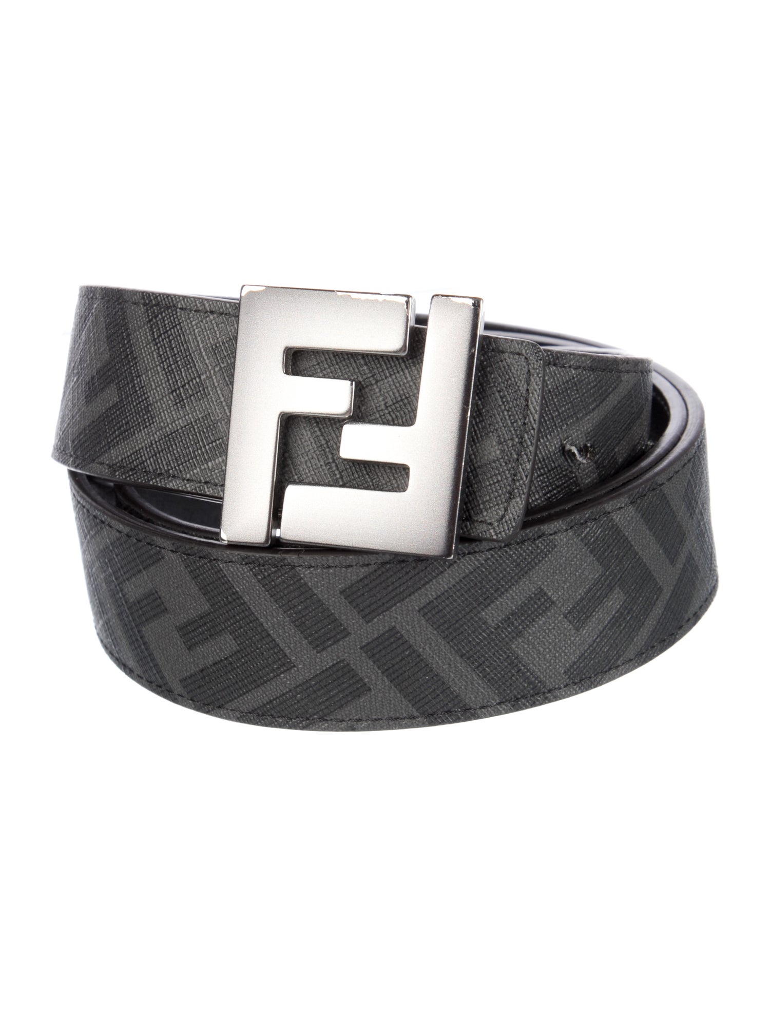 Fendi Zucca FF Logo Leather Trim Embellishment Belt Kit