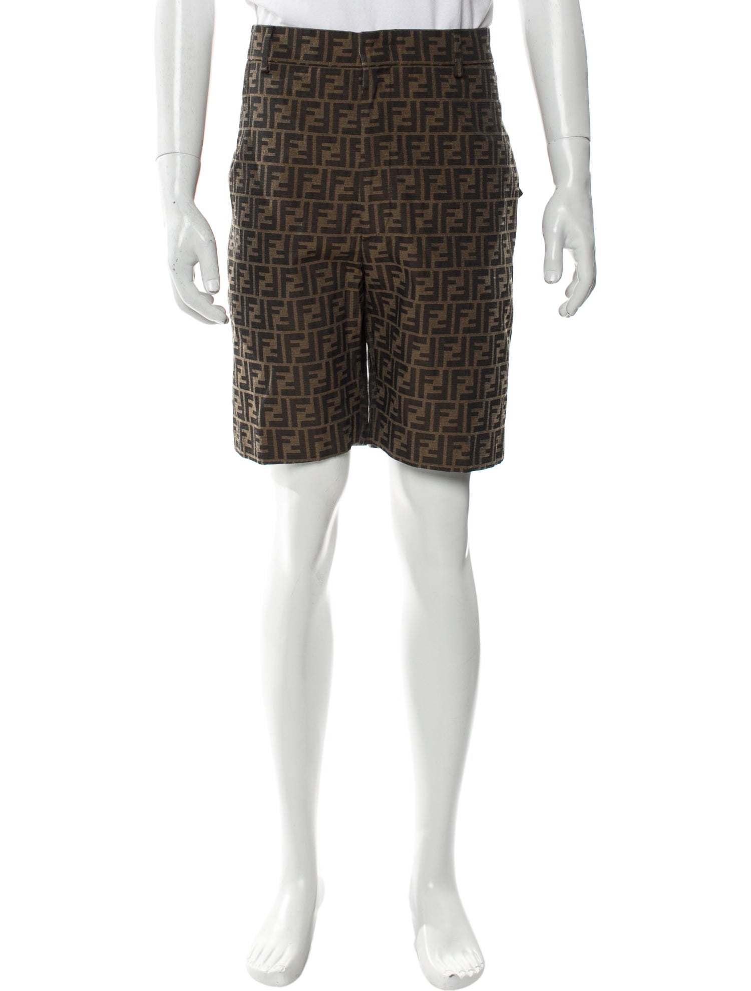 Fendi Zucca FF Logo Flat Front Shorts w/ Tags