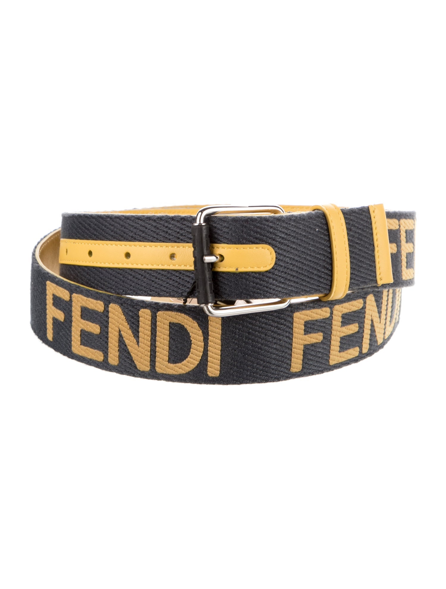 Fendi Leather Trim Embellishment Waist Belt