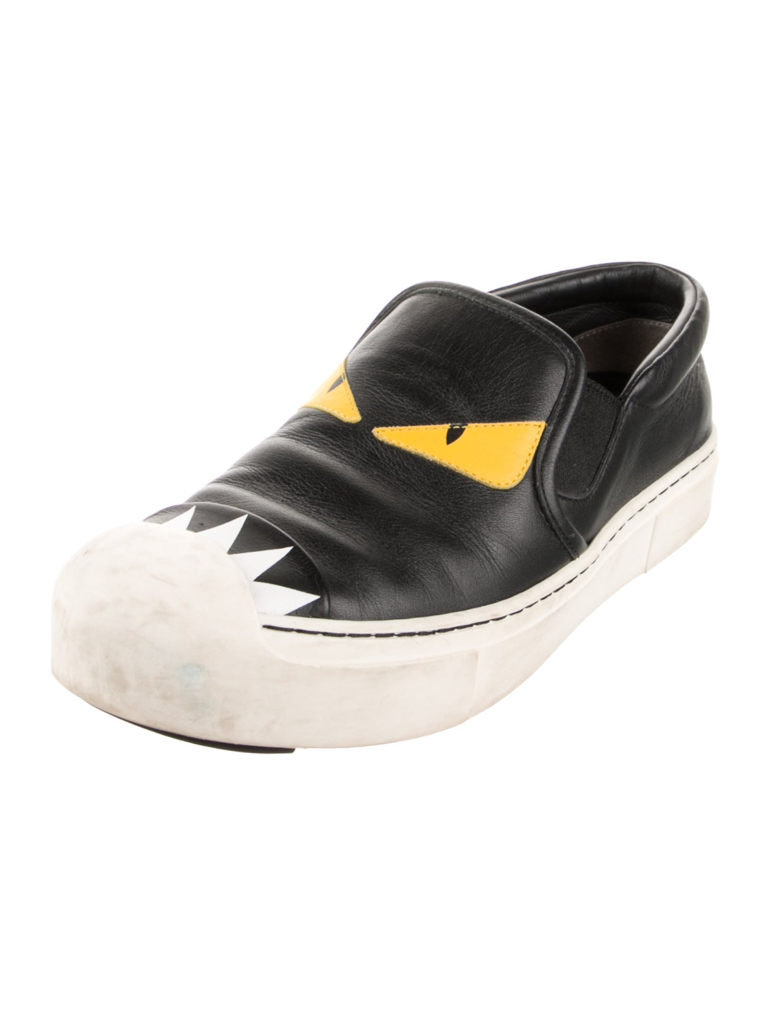 Fendi Monsters Motif Leather Sneakers