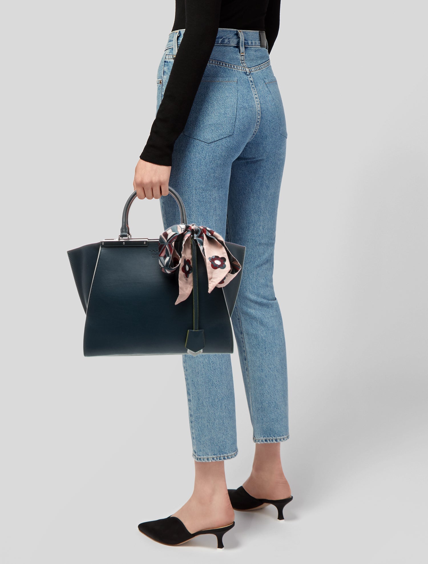 Fendi Leather 3Jours Petite - Blue Handle Bags, Handbags