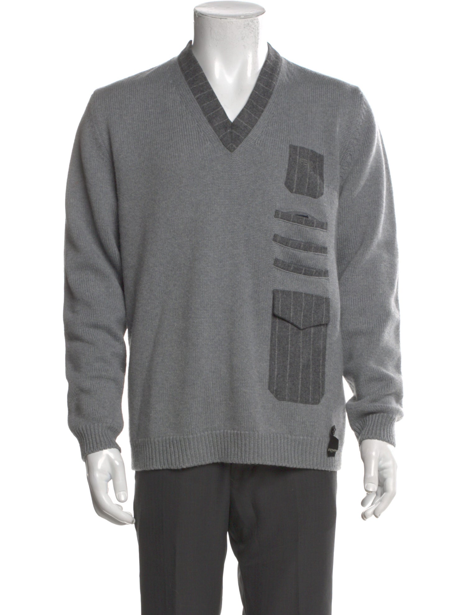 Fendi Virgin Wool V-Neck Pullover