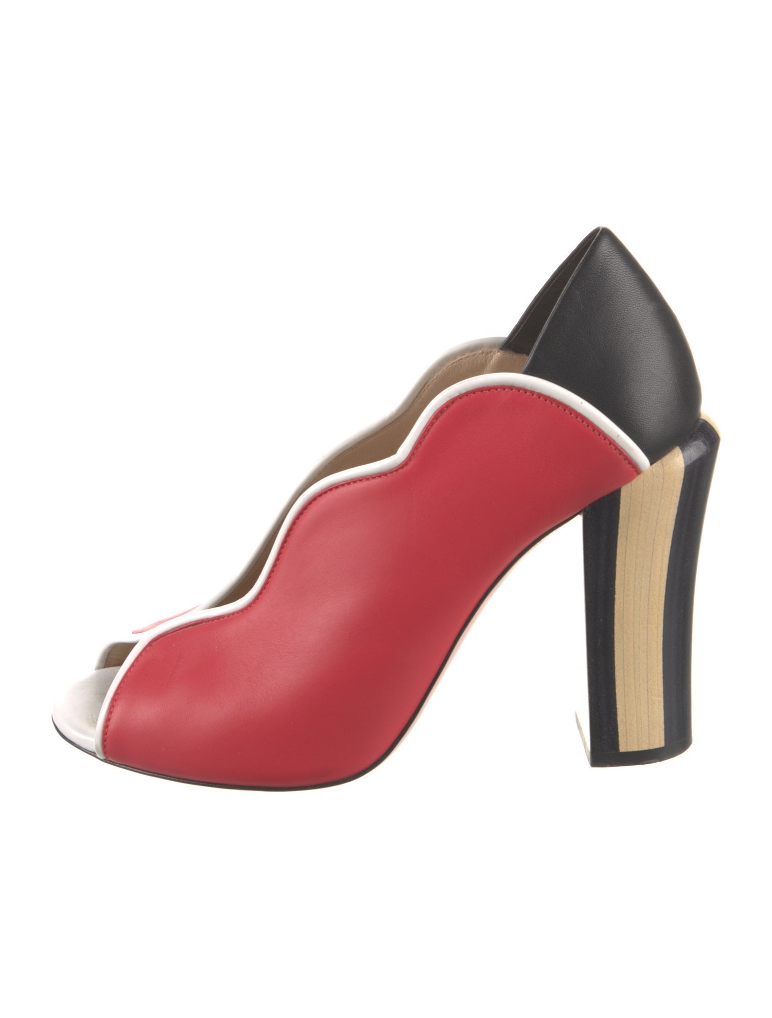 Fendi Leather Colorblock Pattern Pumps