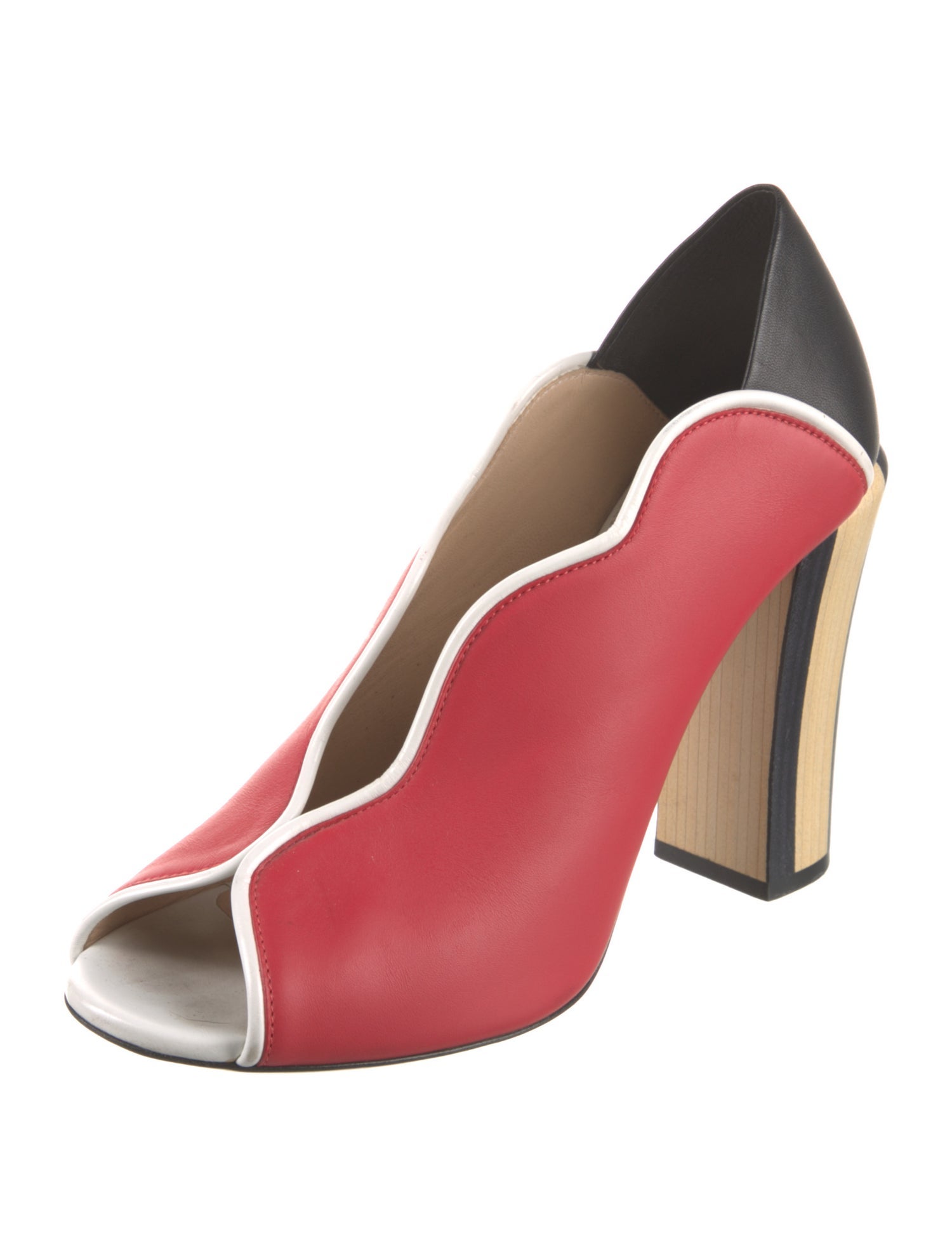 Fendi Leather Colorblock Pattern Pumps