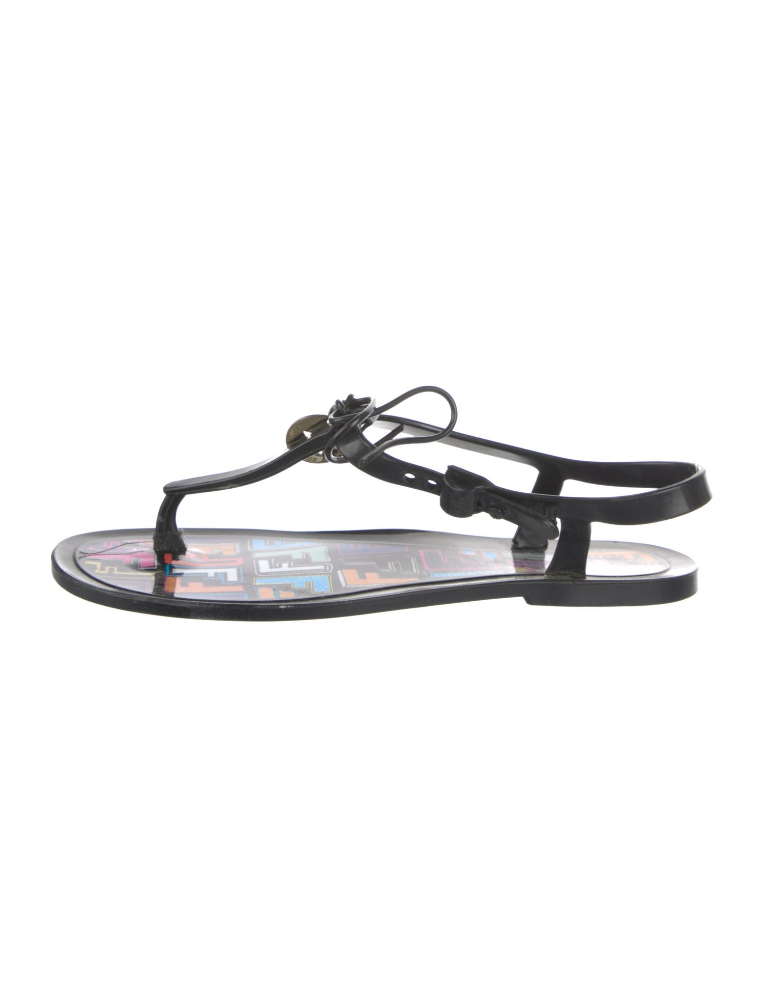 Fendi Rubber T-Strap Sandals