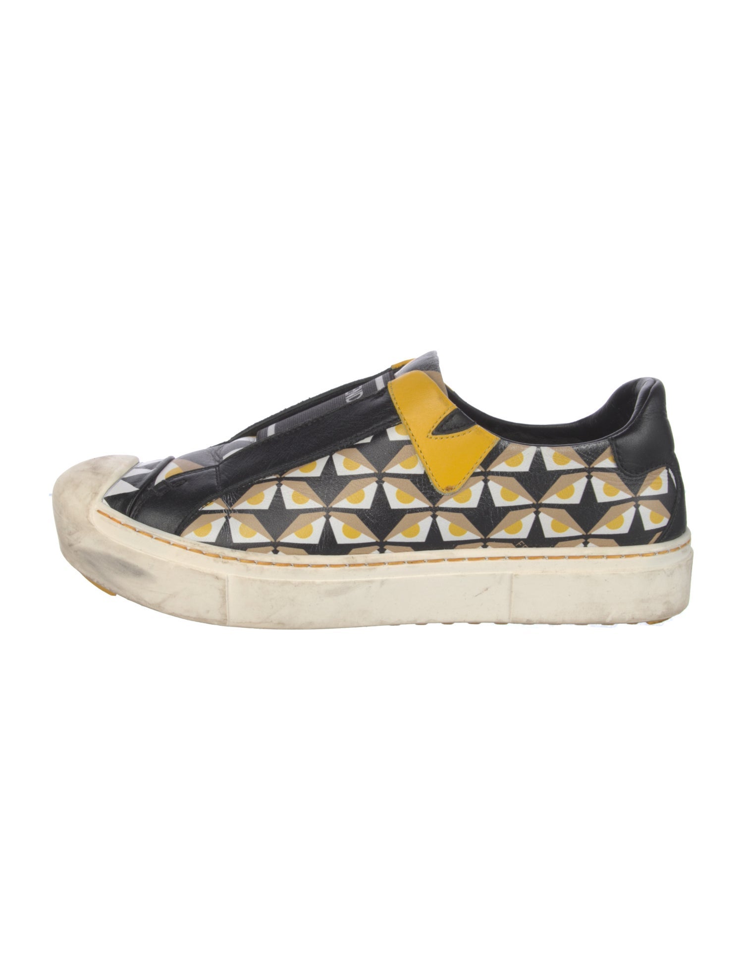 Fendi Monsters Motif Leather Sneakers
