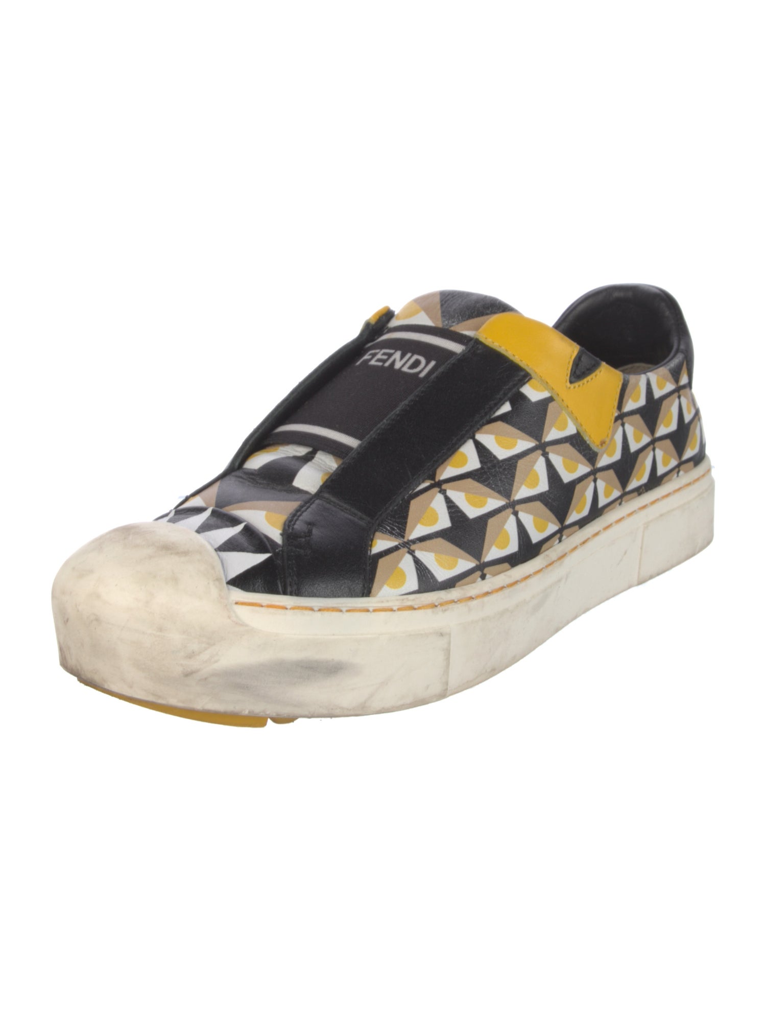 Fendi Monsters Motif Leather Sneakers
