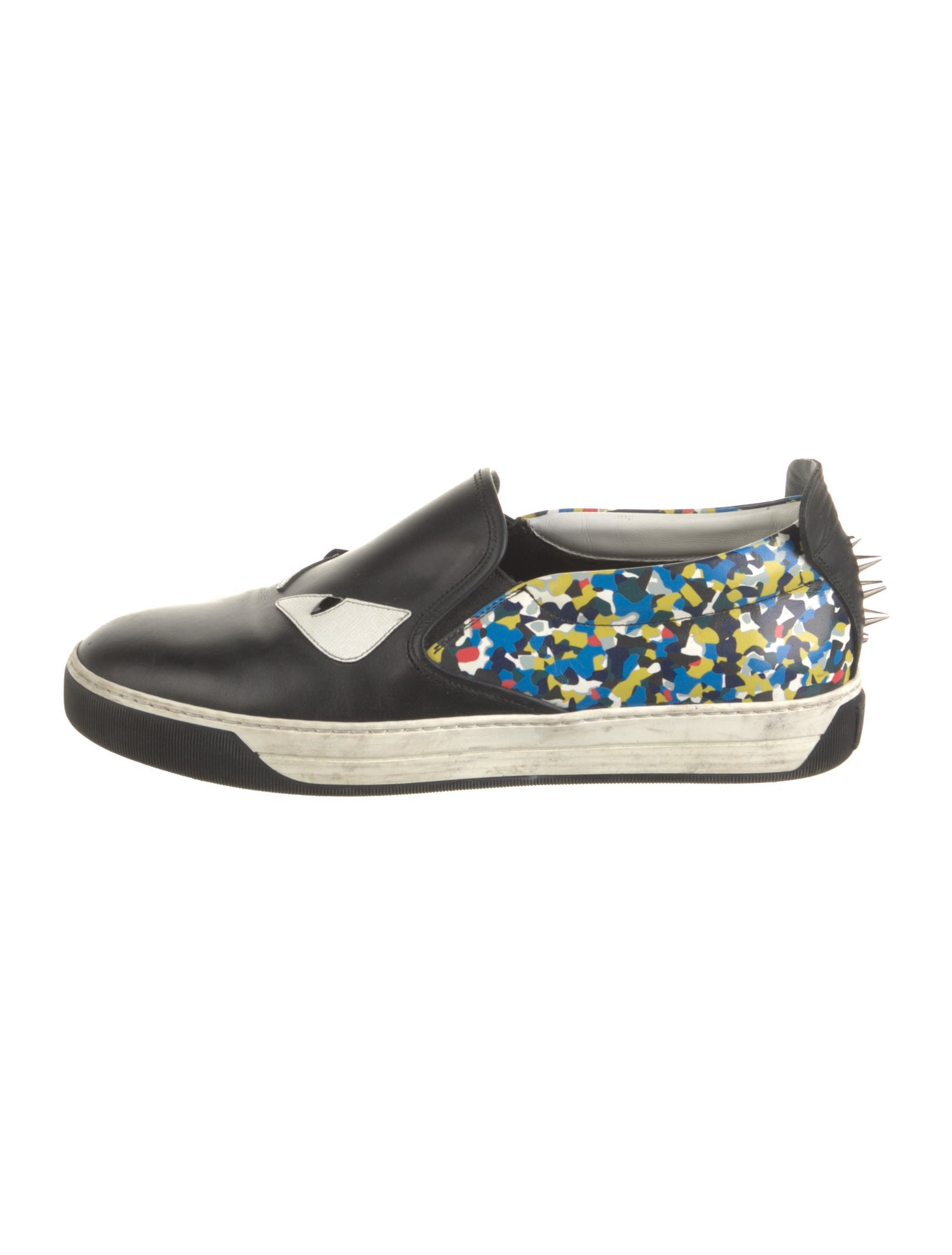 Fendi Monsters Motif Leather Sneakers