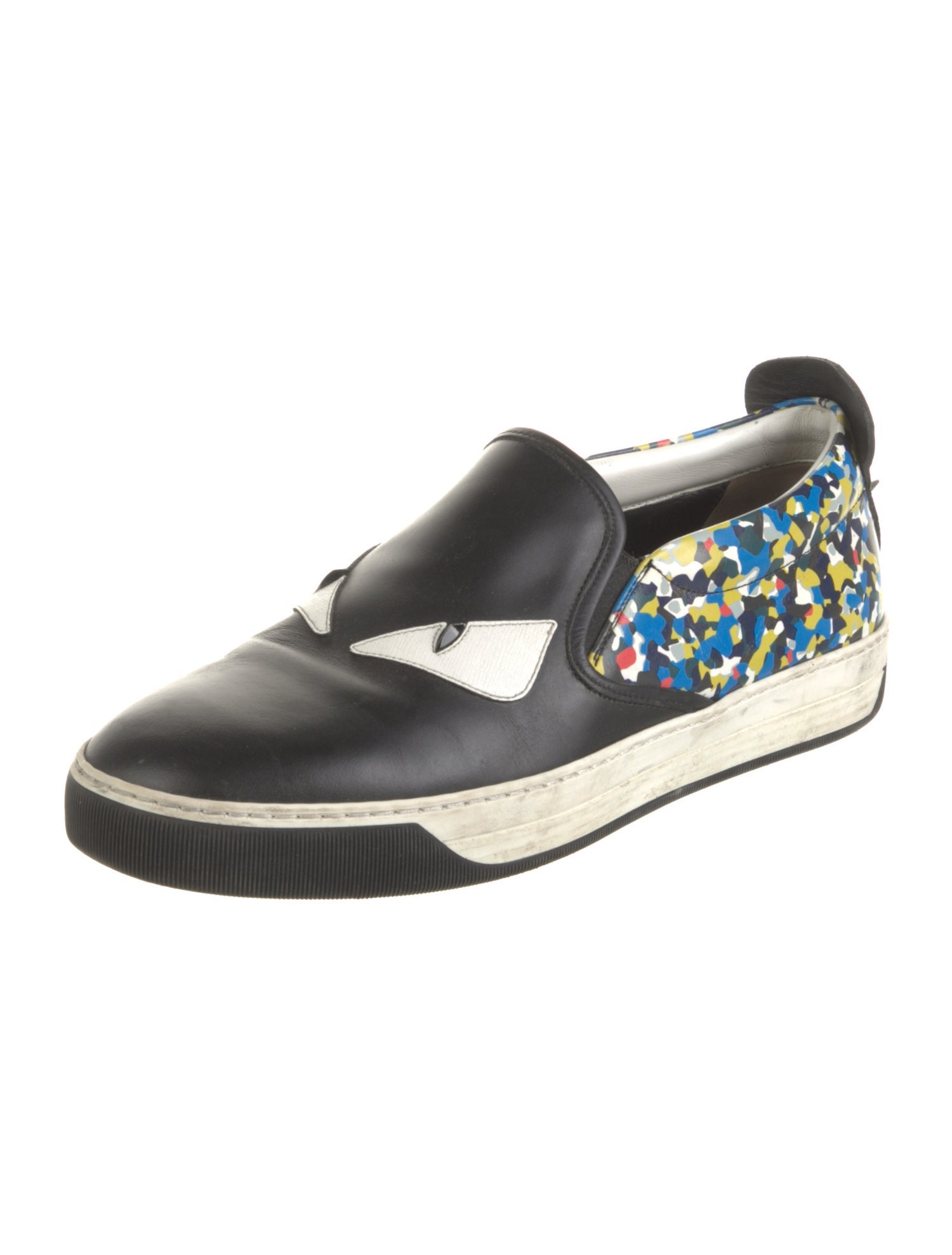 Fendi Monsters Motif Leather Sneakers
