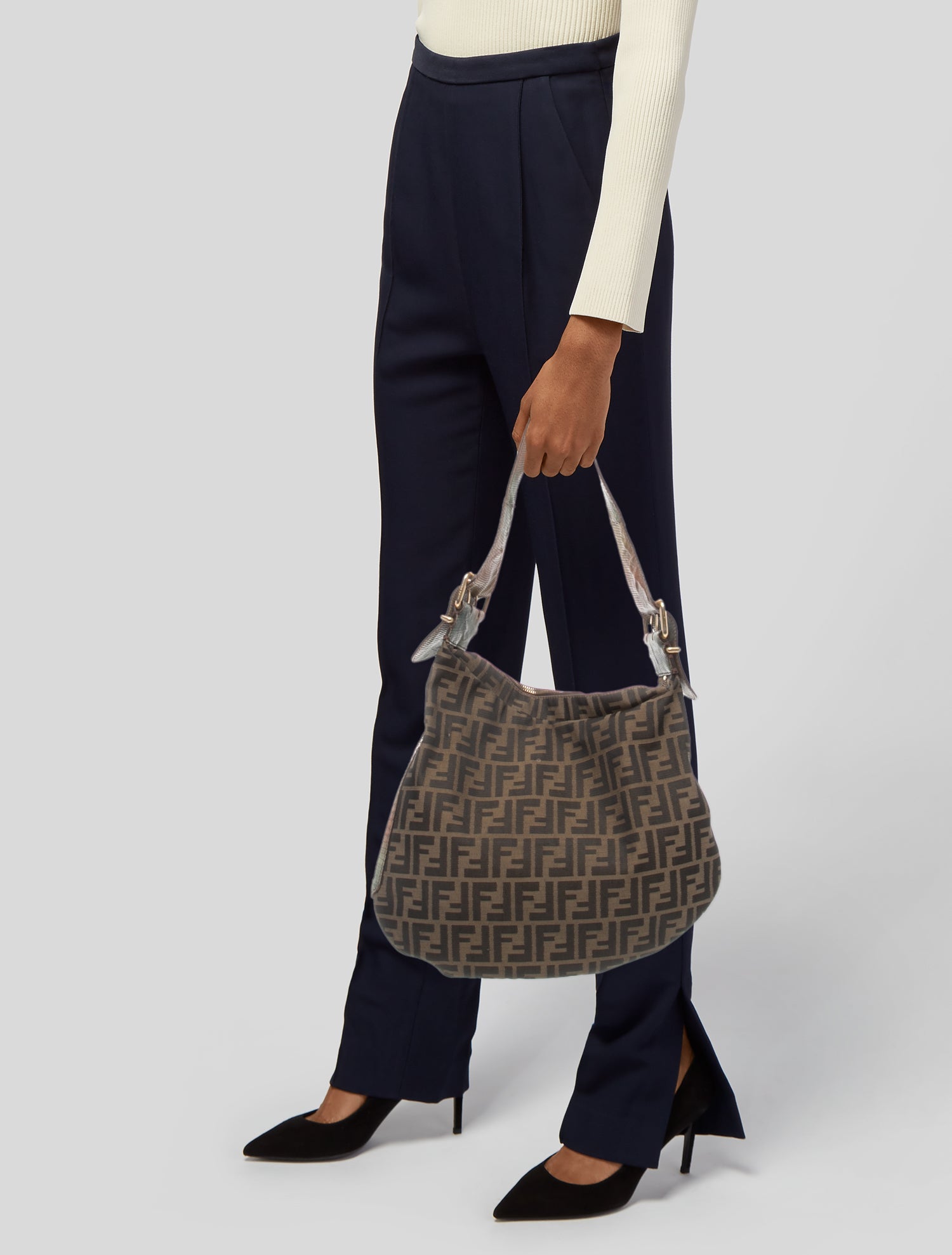 Fendi Zucca FF Oyster - Brown Shoulder Bags, Handbags - FEN428385