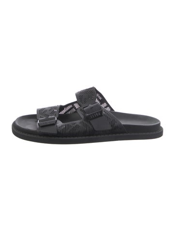 Pre-owned Fendi Rubber Lasercut Accents Slides In Black