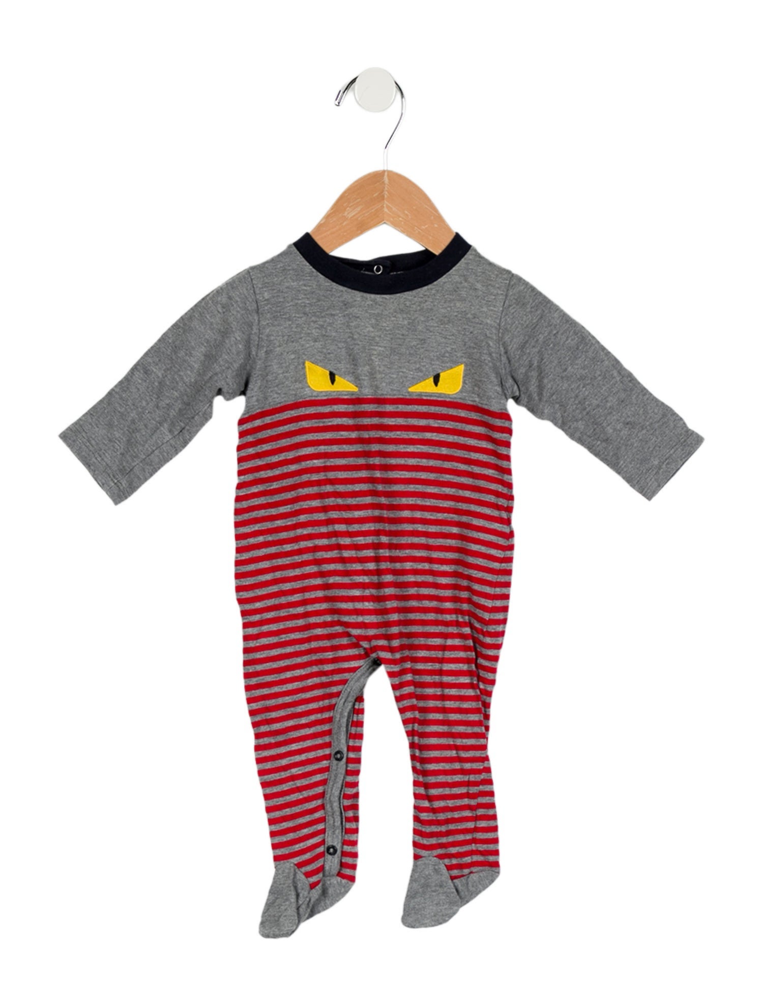 Fendi Infant Boys' Grey Monster Striped Onesie