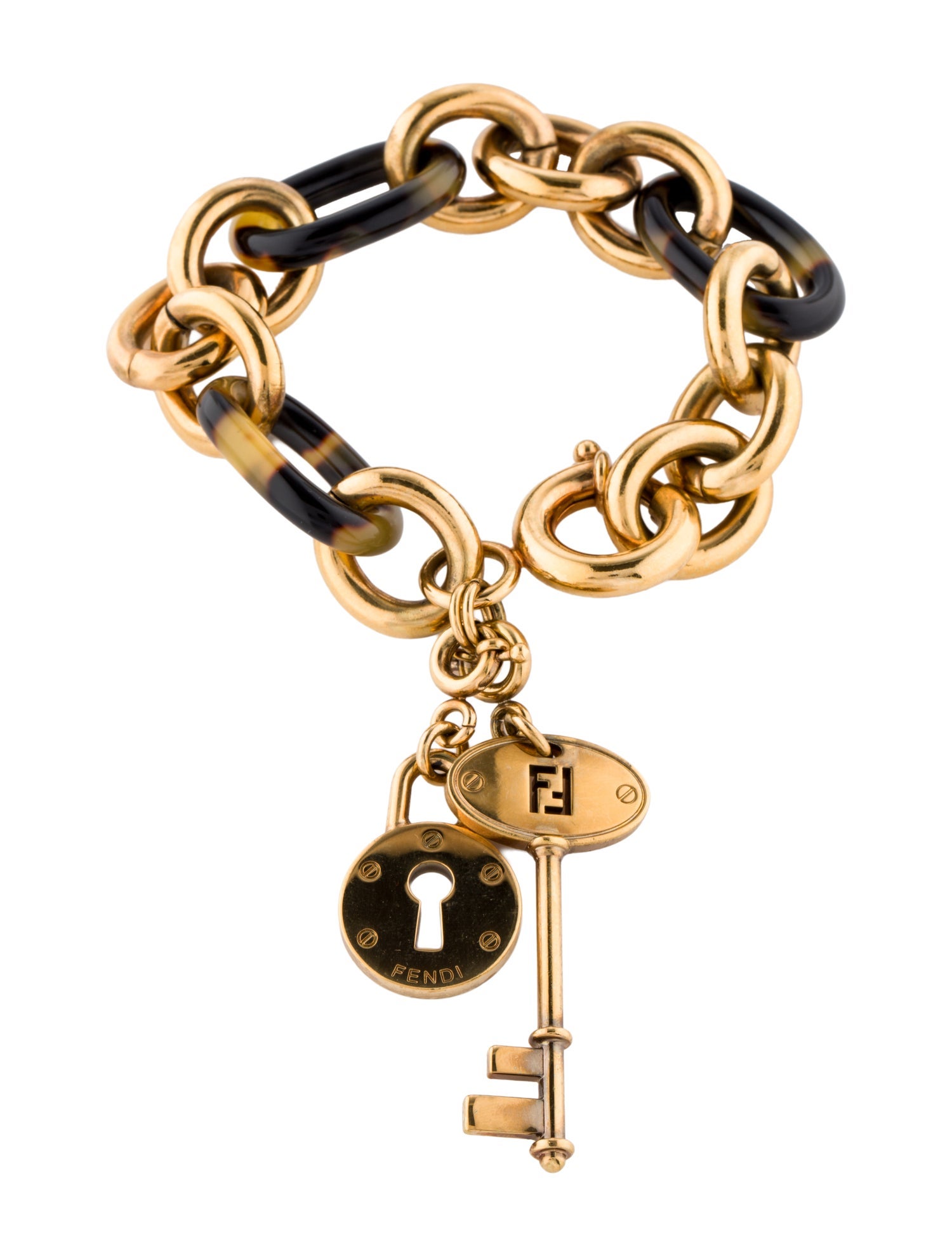 Fendi Resin Key & Lock Charm Bracelet