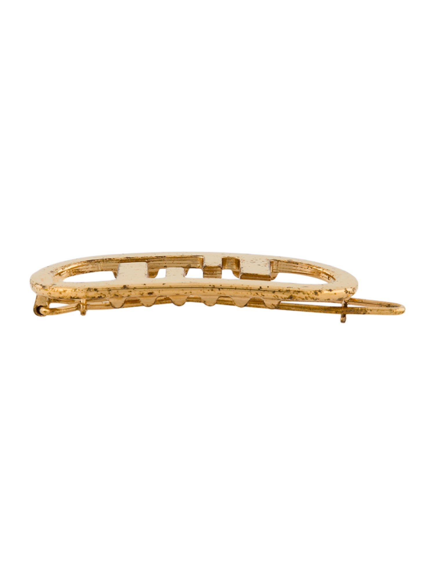 Fendi F Logo Hair Clip - Gold Hair Accessories, Accessories