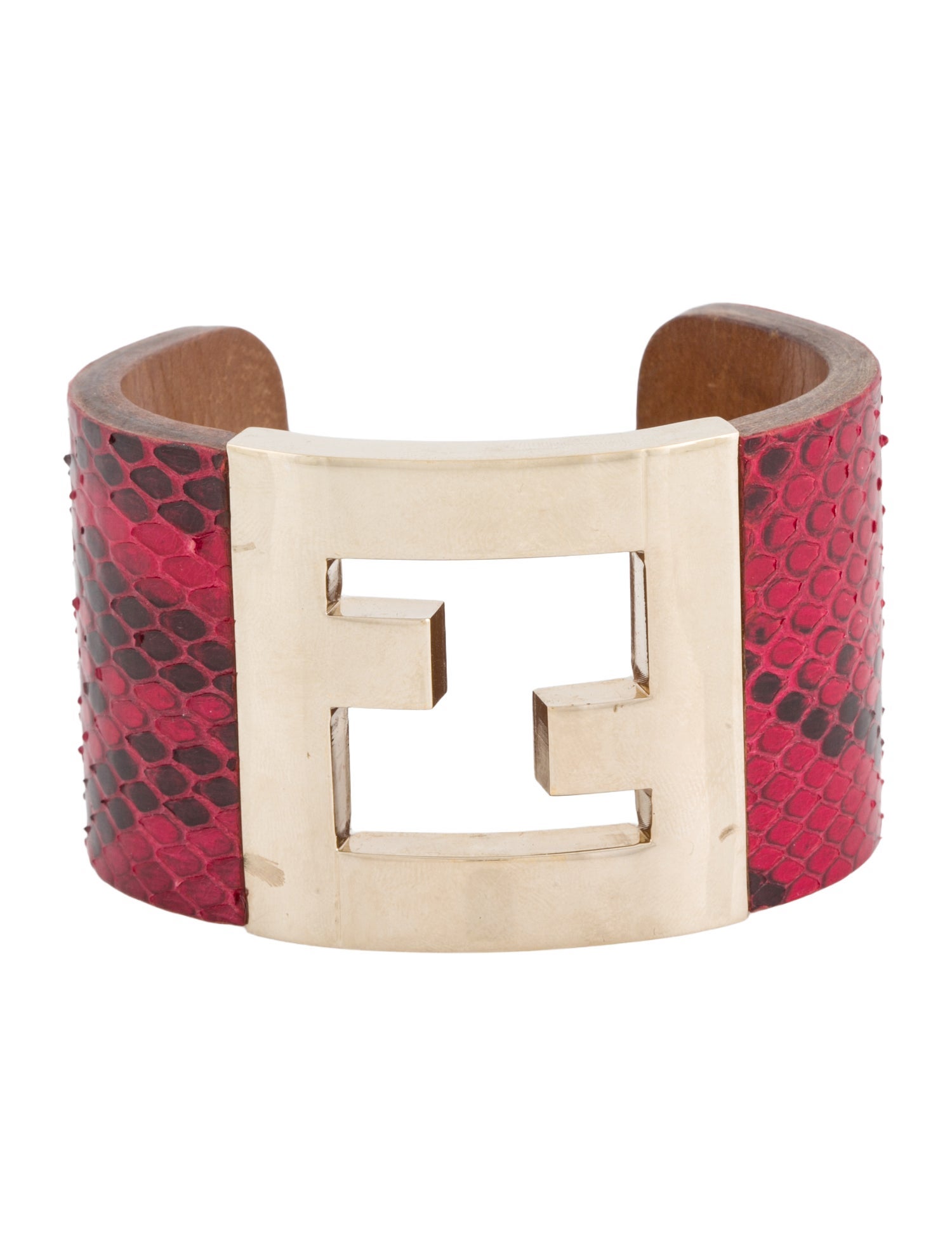 Fendi Snakeskin & Leather Cuff Bracelet