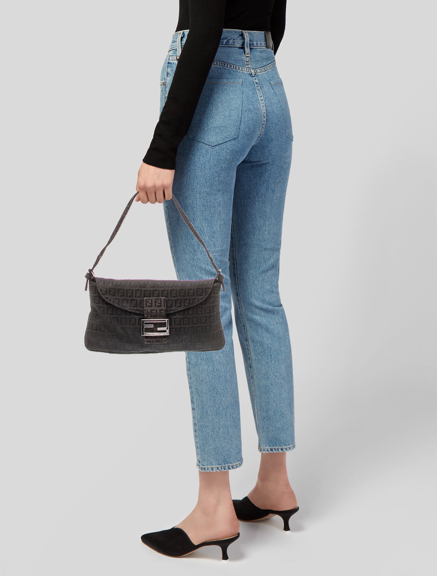 Fendi Zucchino FF Double Flap Baguette