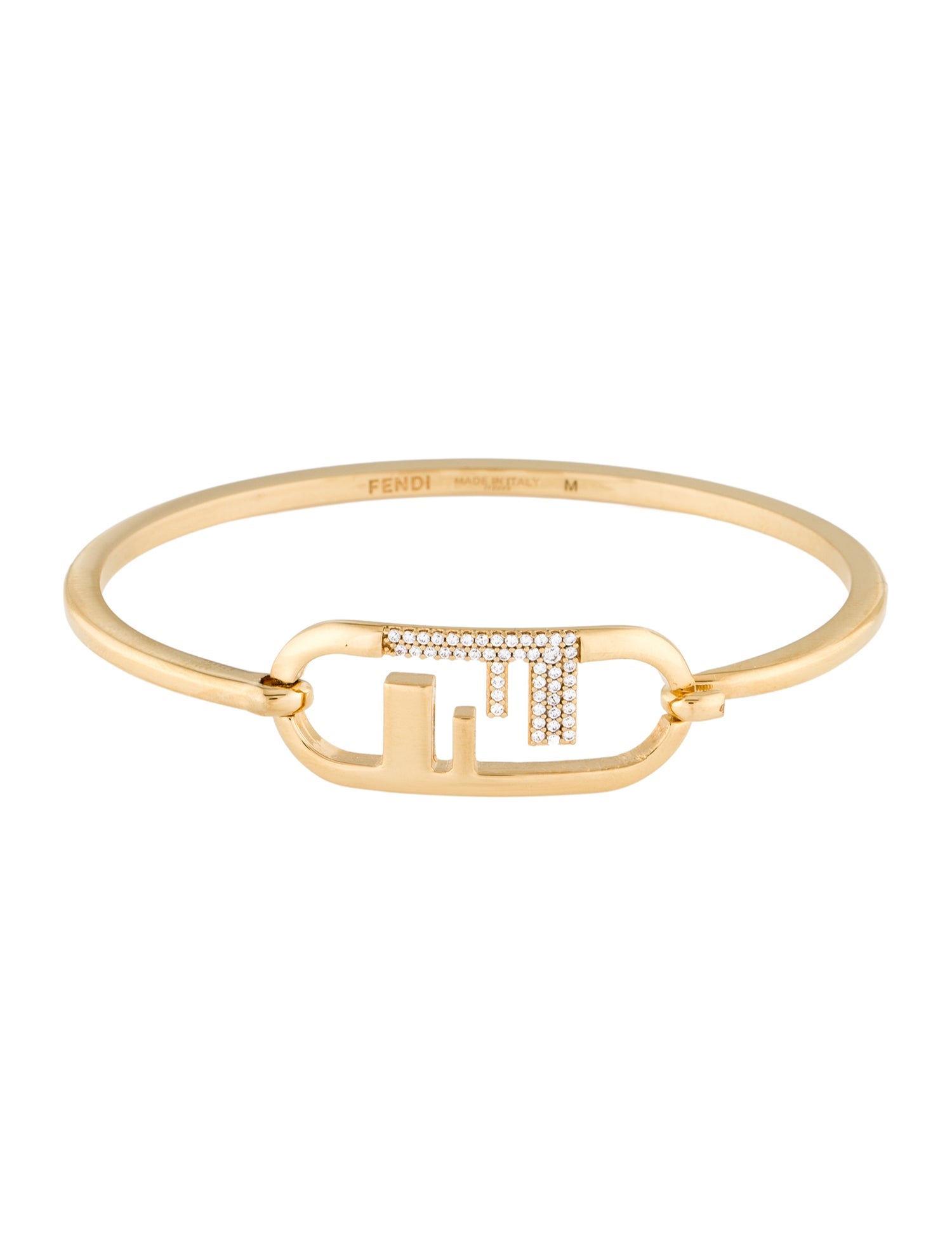 Fendi Cubic Zirconia O'Lock Bangle Bracelet