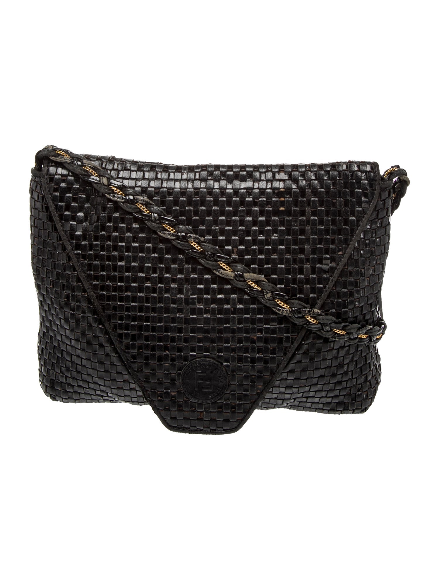 Fendi Claire Voie Vintage l Woven Patent Leather Crossbody Bag Vintage