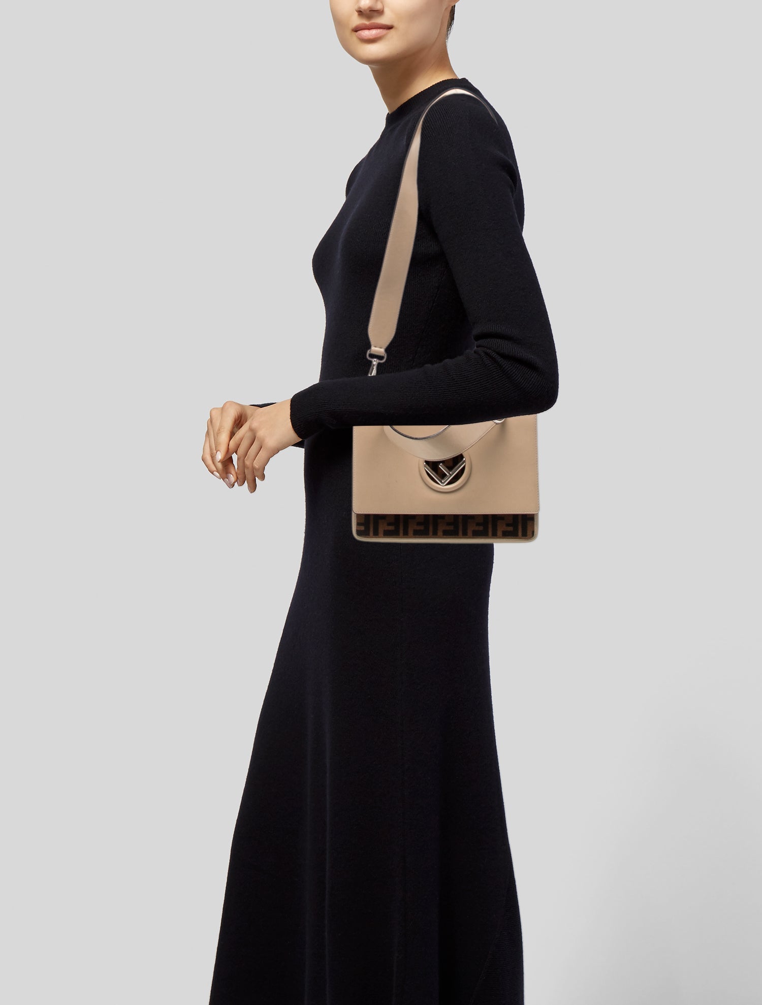 Fendi Zucca FF Kan I F - Neutrals Shoulder Bags, Handbags