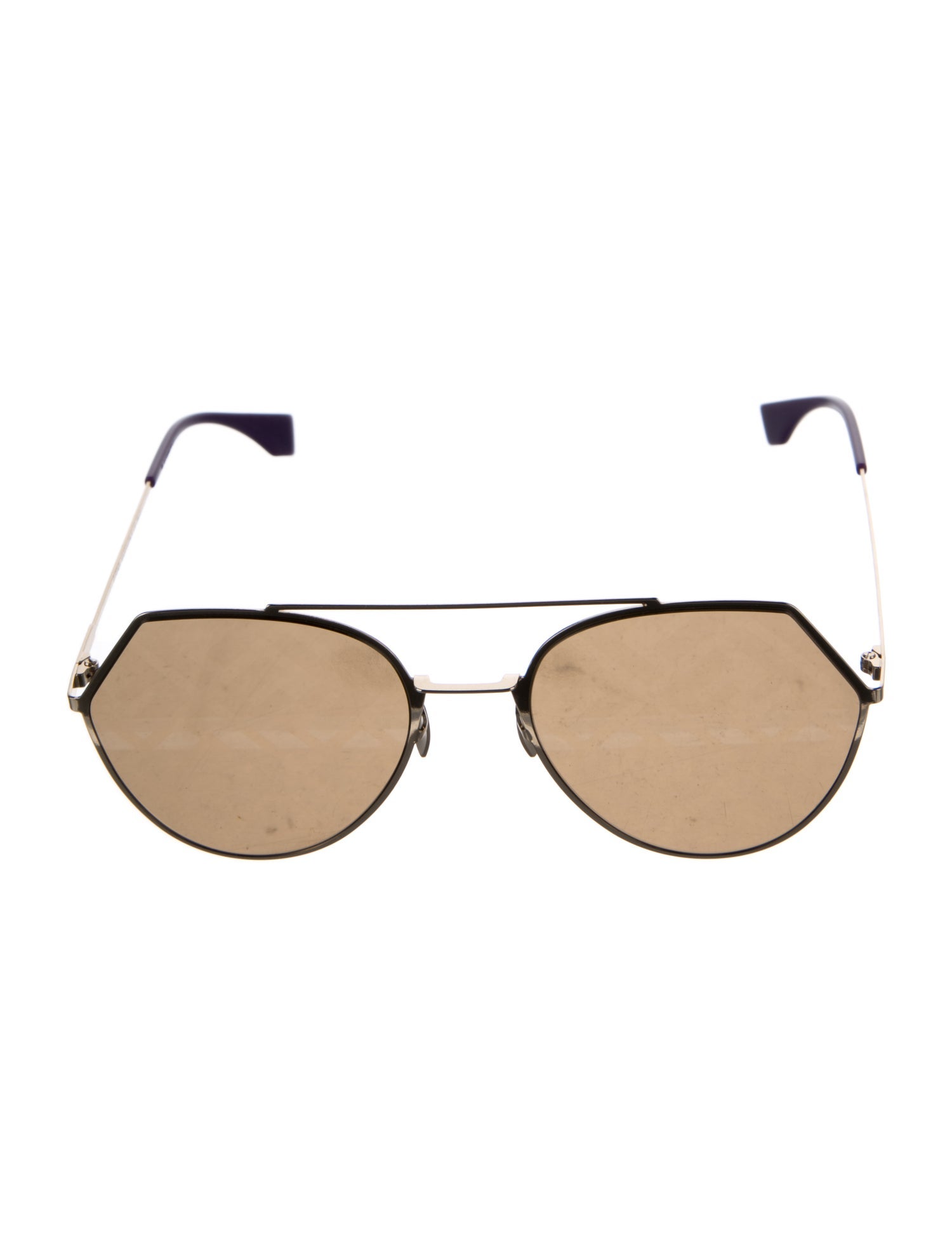 Fendi Zucca FF Logo Aviator Sunglasses - Purple Sunglasses  display picture 3