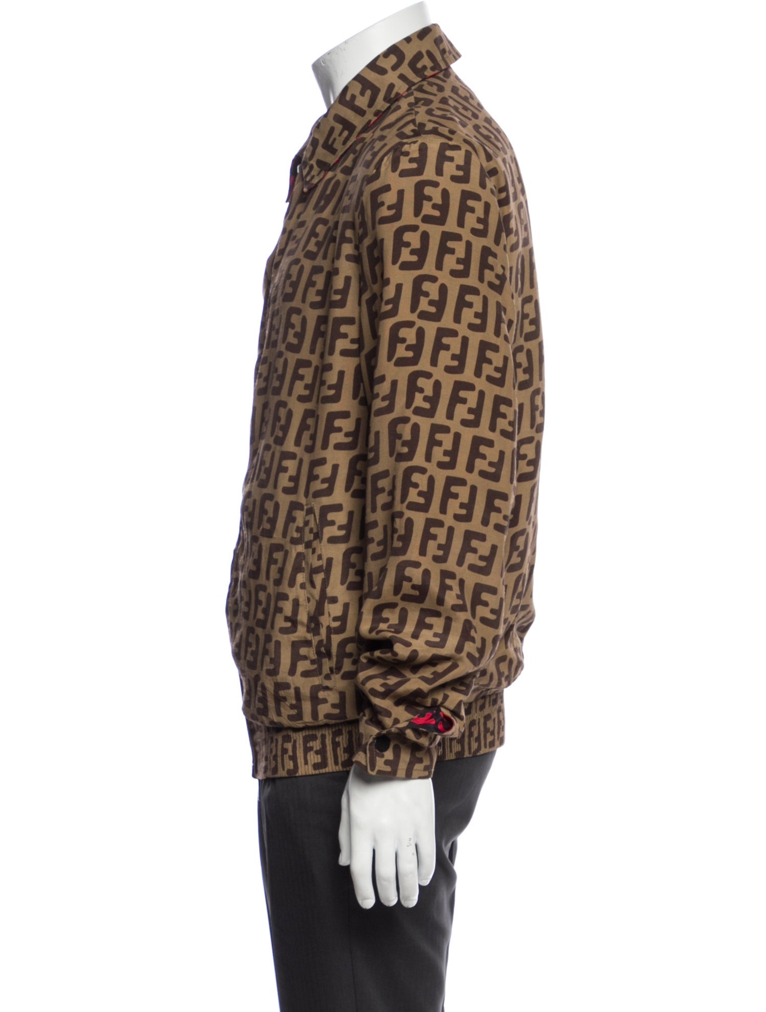 Fendi Zucca FF Logo Silk Bomber Jacket