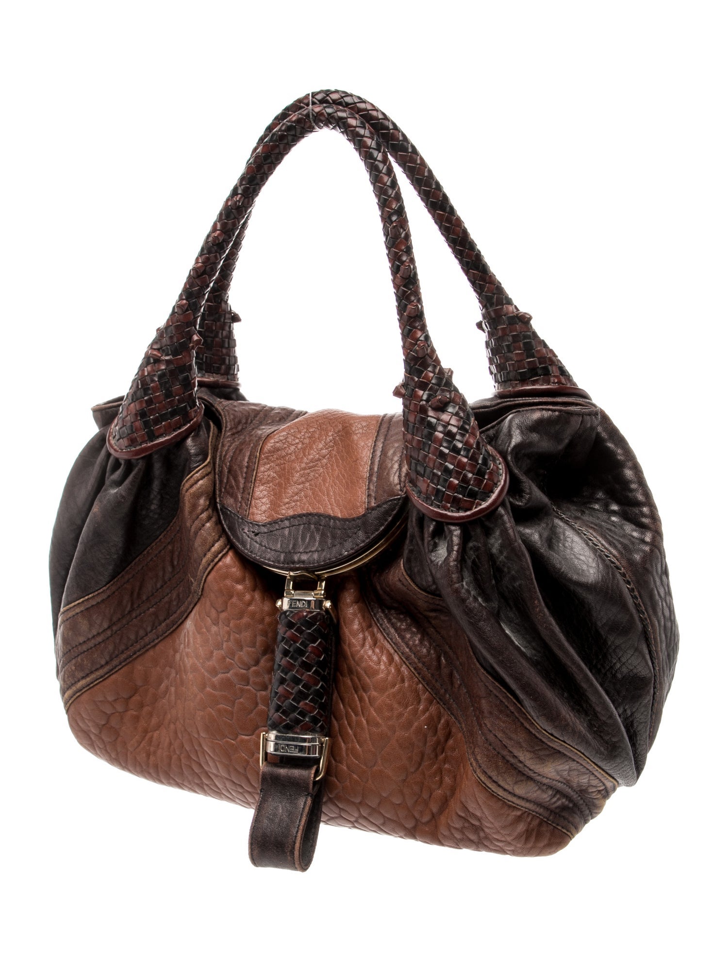 Fendi Zucca FF Spy - Brown Handle Bags, Handbags - FEN430779 | The