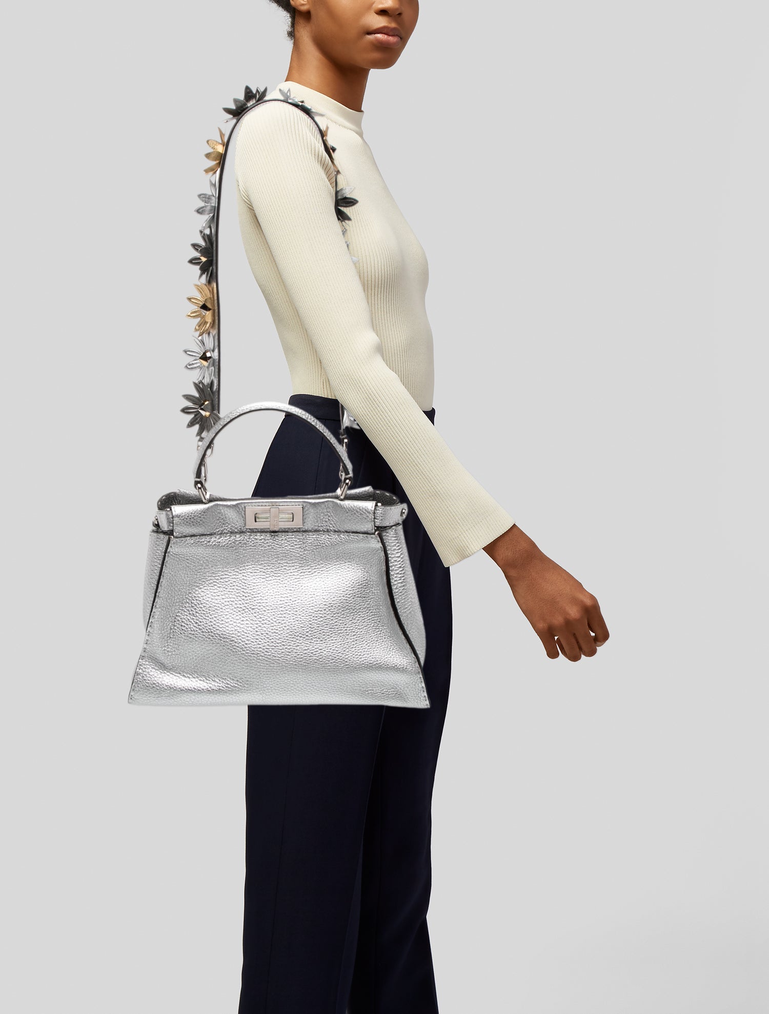 Fendi Leather Peekaboo Flowerland Medium