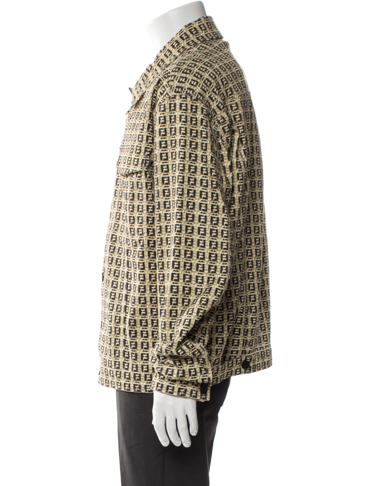 Fendi Zucca FF Logo Printed Peacoat