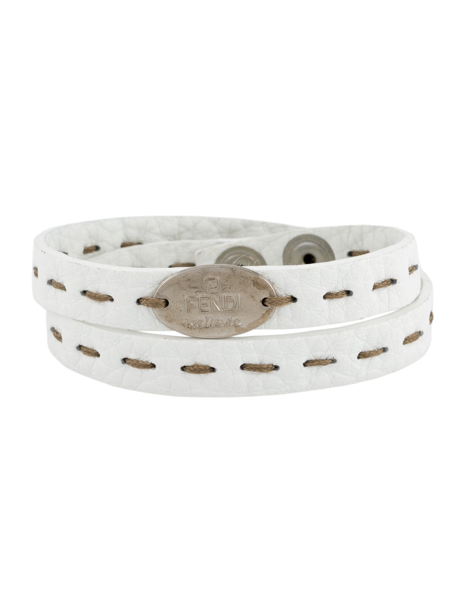 Fendi Selleria Leather Wrap Bracelet