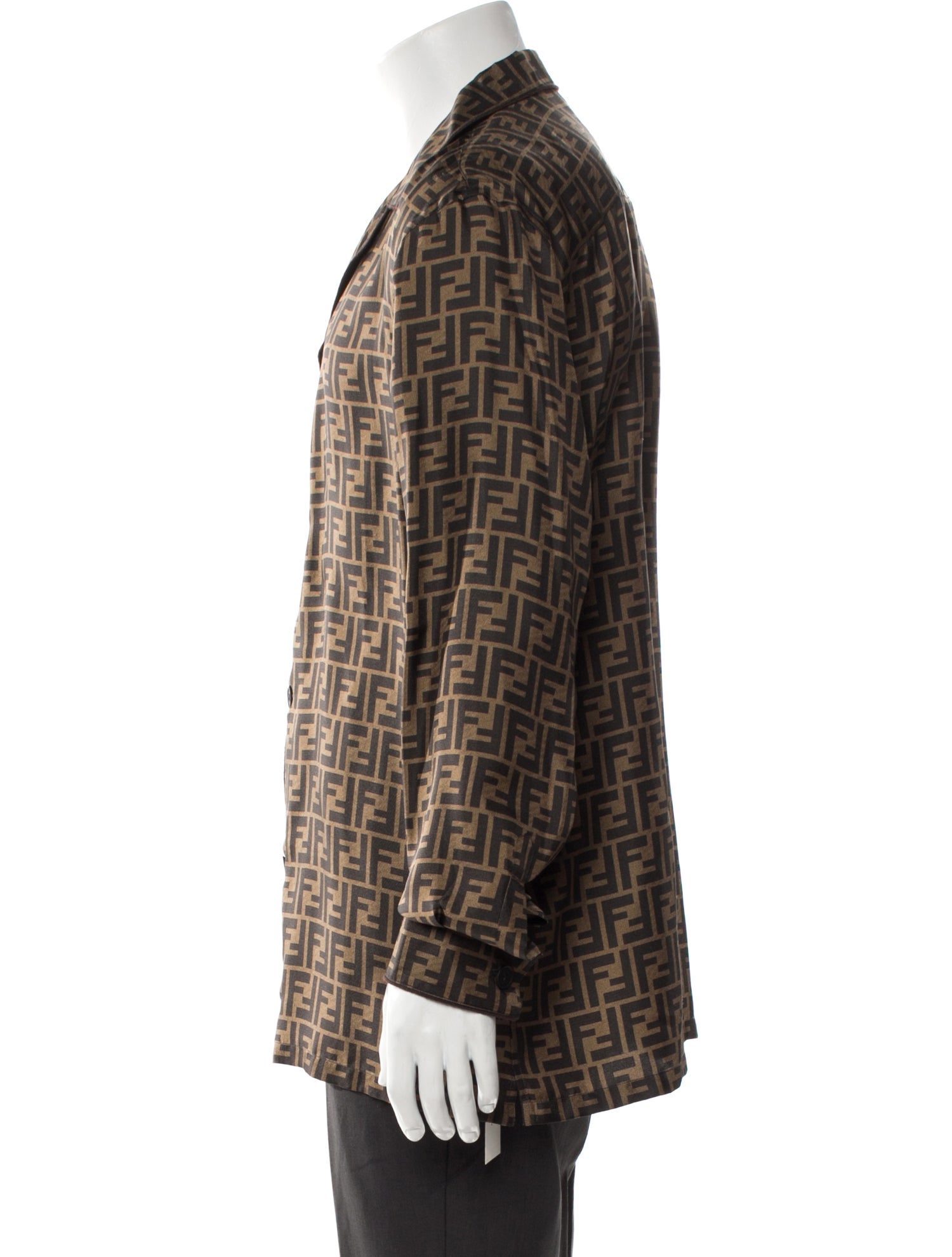 Fendi Zucca FF Logo Silk Pajama Top