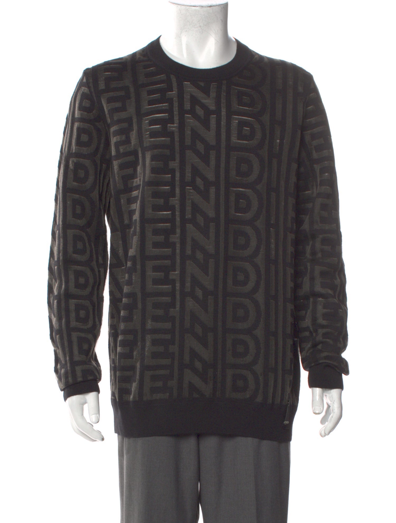 Fendi Wool Crew Neck Cardigan