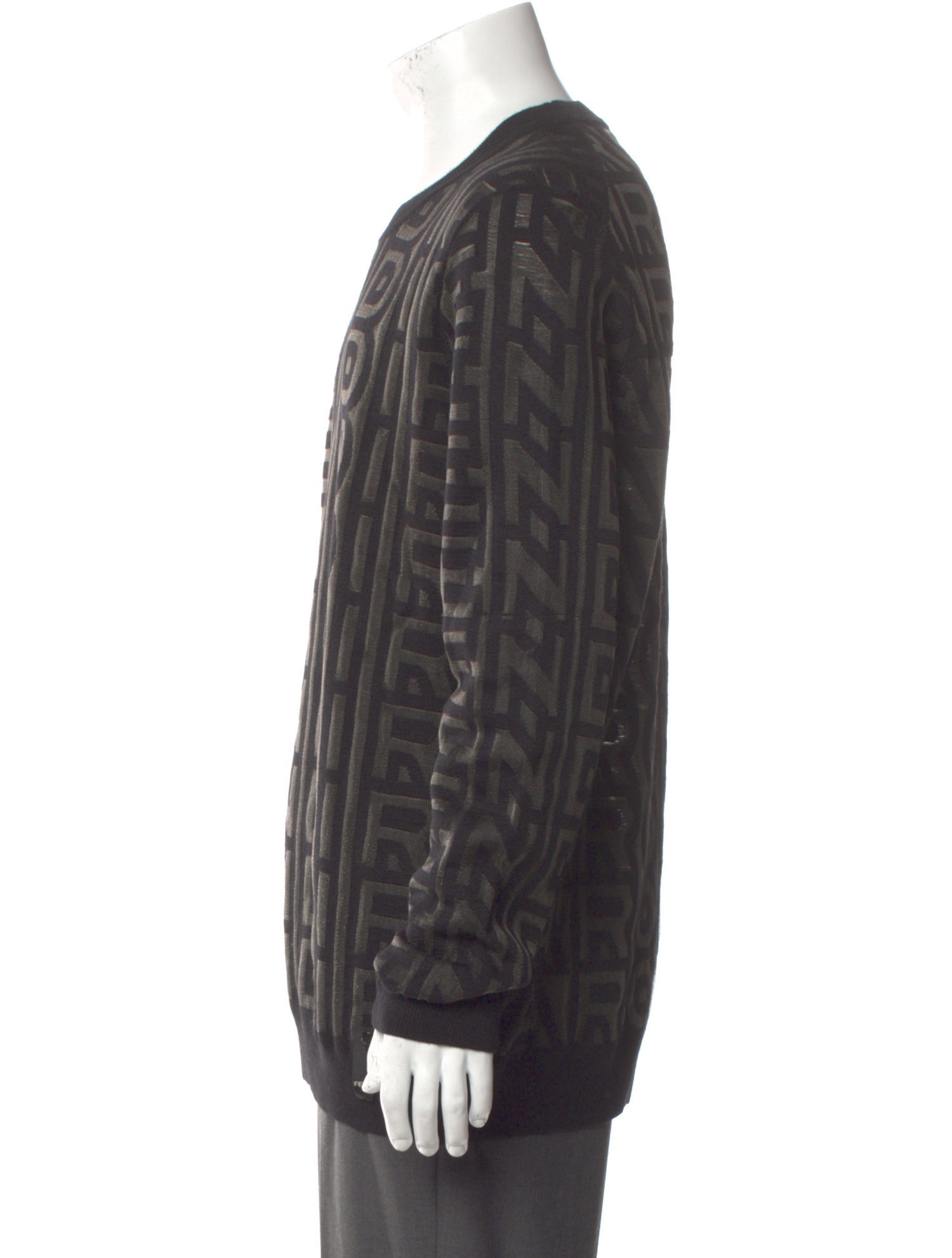 Fendi Wool Crew Neck Cardigan