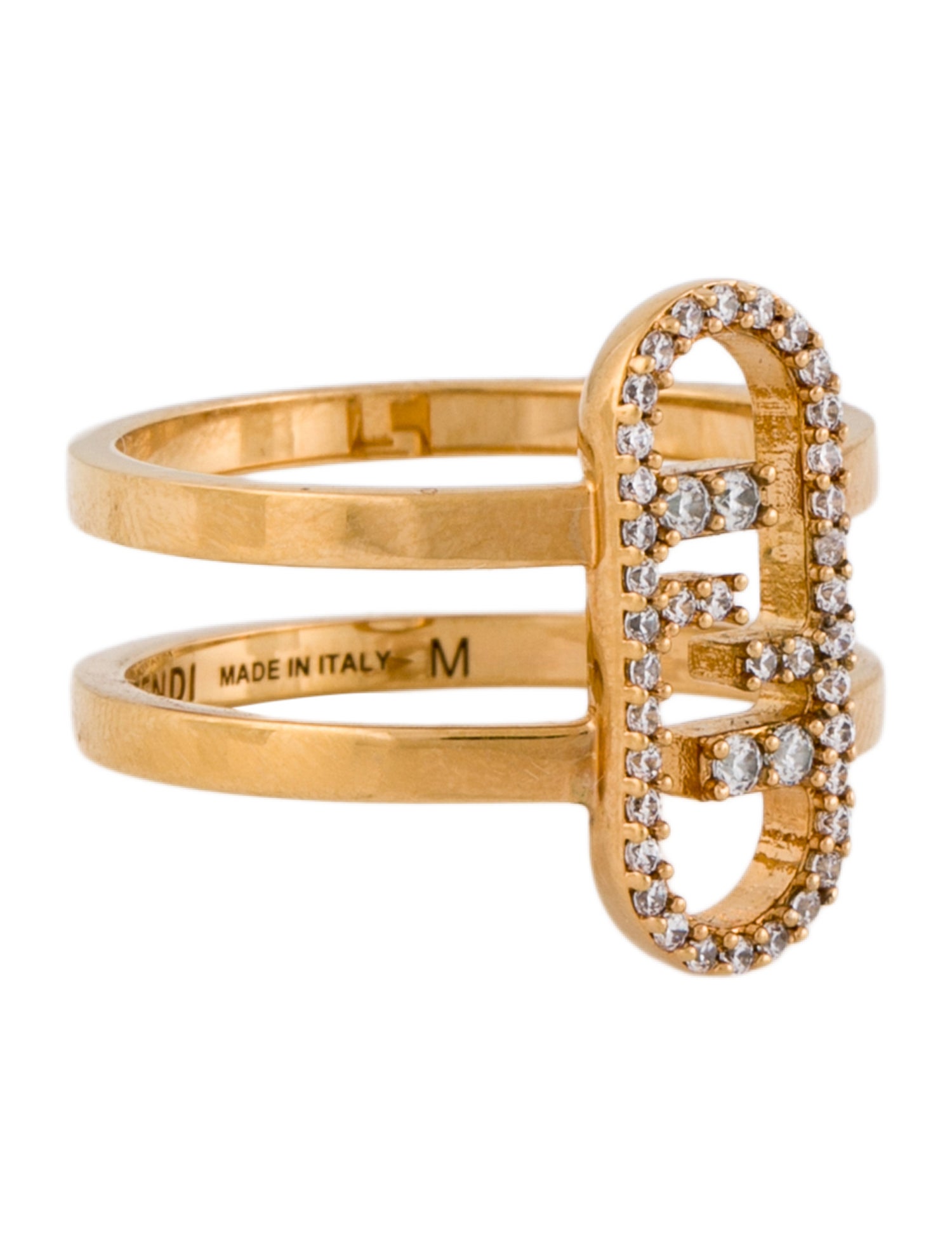 Fendi Crystal O'Lock Signet Ring