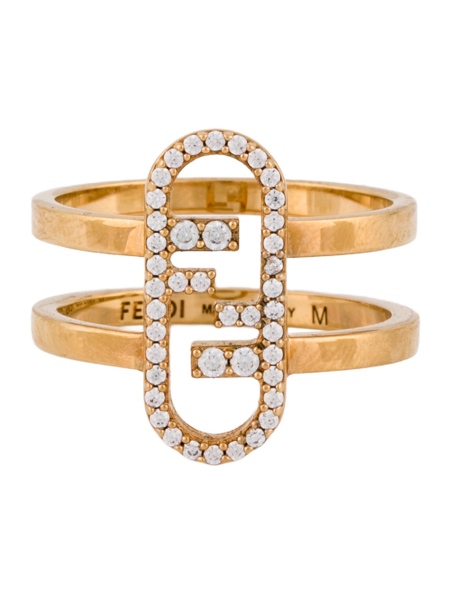 Fendi Crystal O'Lock Signet Ring