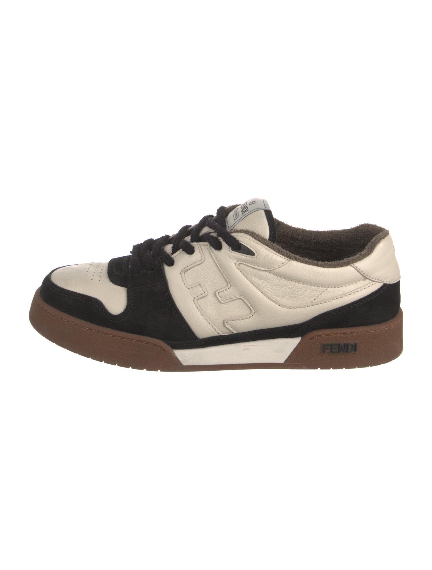 Fendi Leather Colorblock Pattern Sneakers