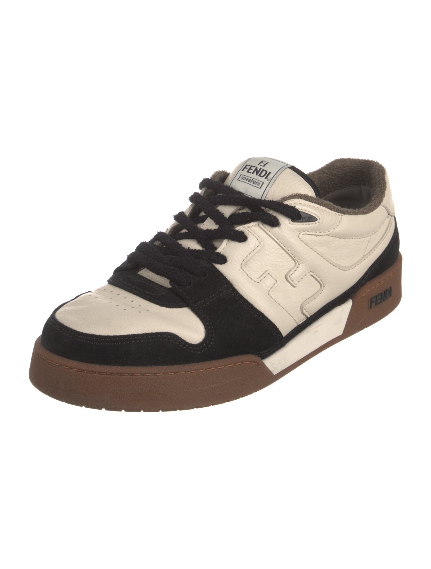 Fendi Leather Colorblock Pattern Sneakers