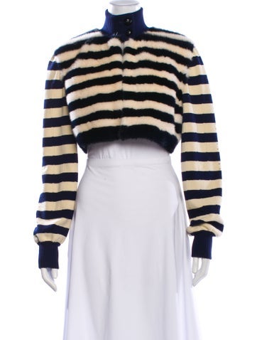 Pre-owned Fendi Mink Striped Jacket In Multi