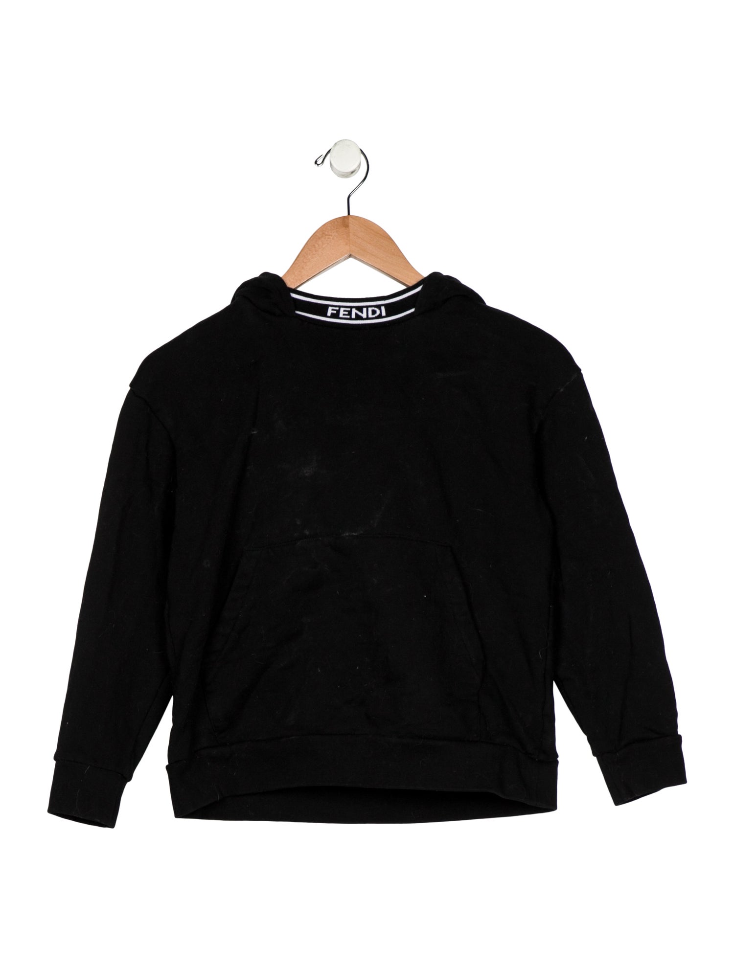 Fendi Cotton black casual zip up jacket with hood and branding motif