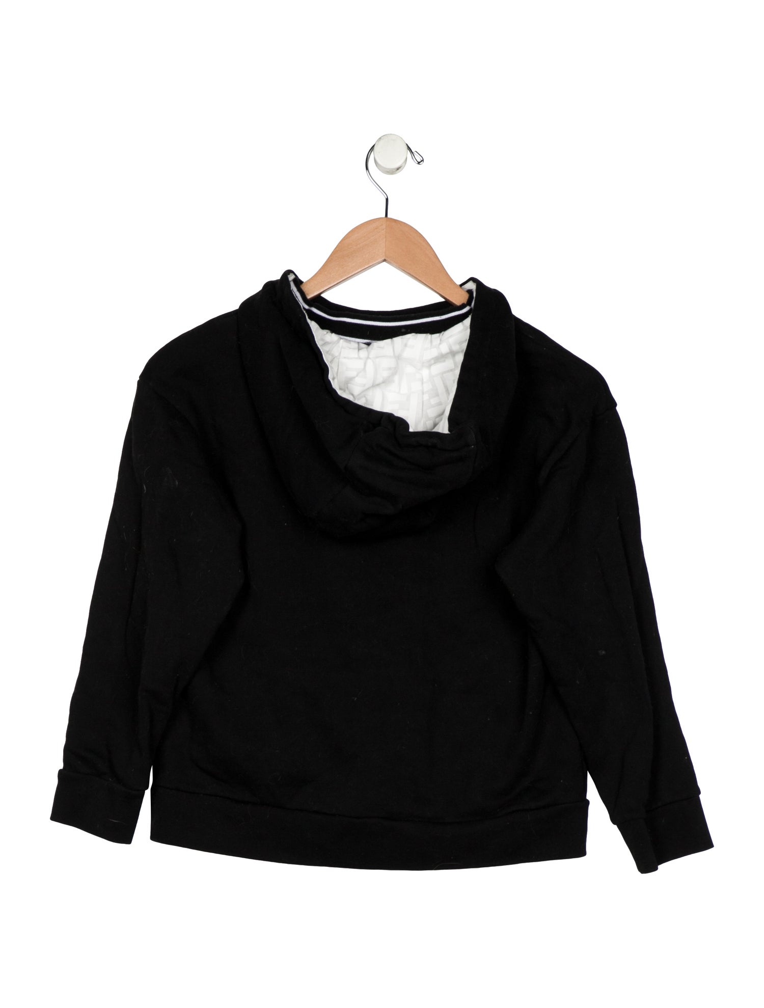 Fendi Cotton black casual zip up jacket with hood and branding motif