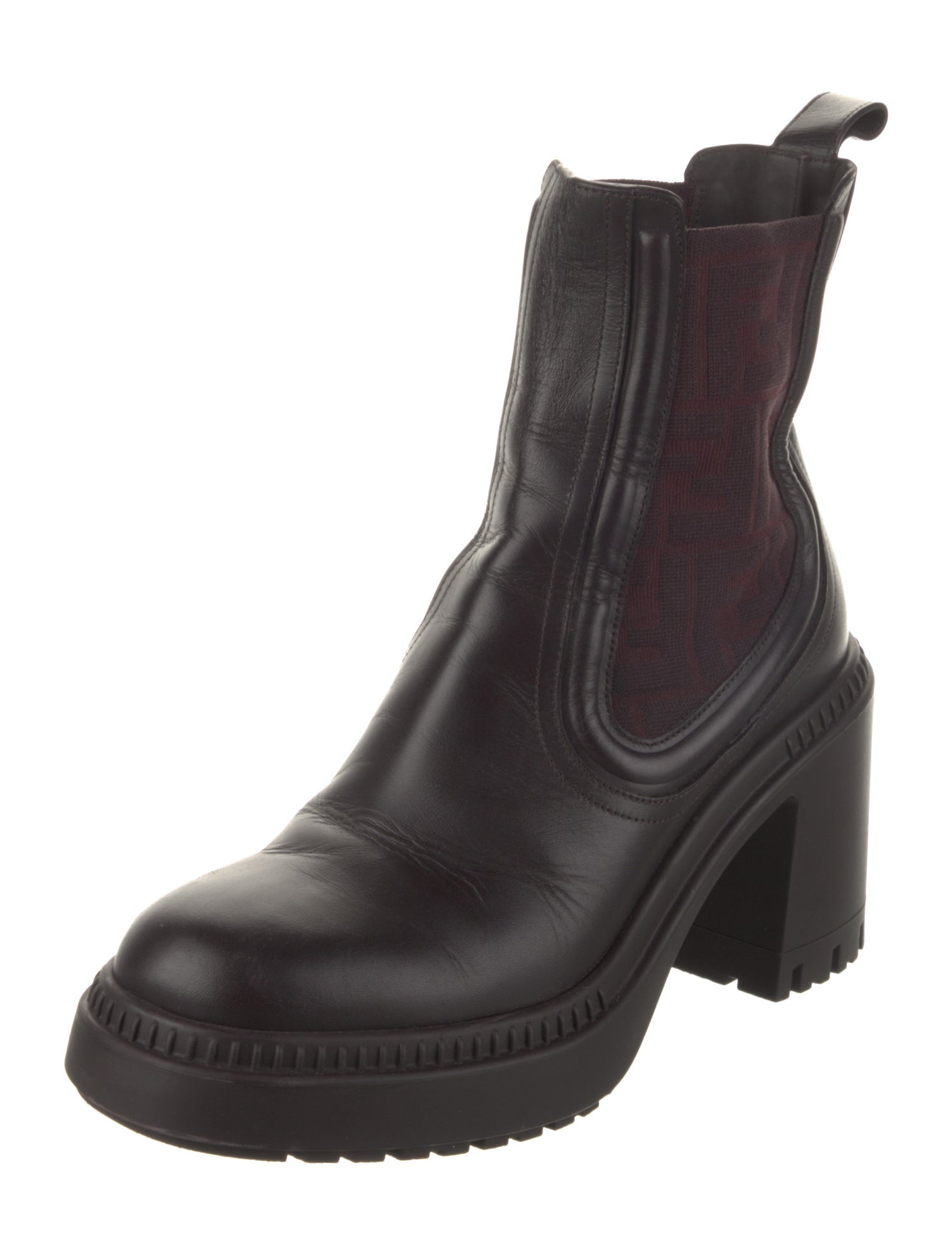 Fendi Zucca FF Logo Leather Chelsea Boots