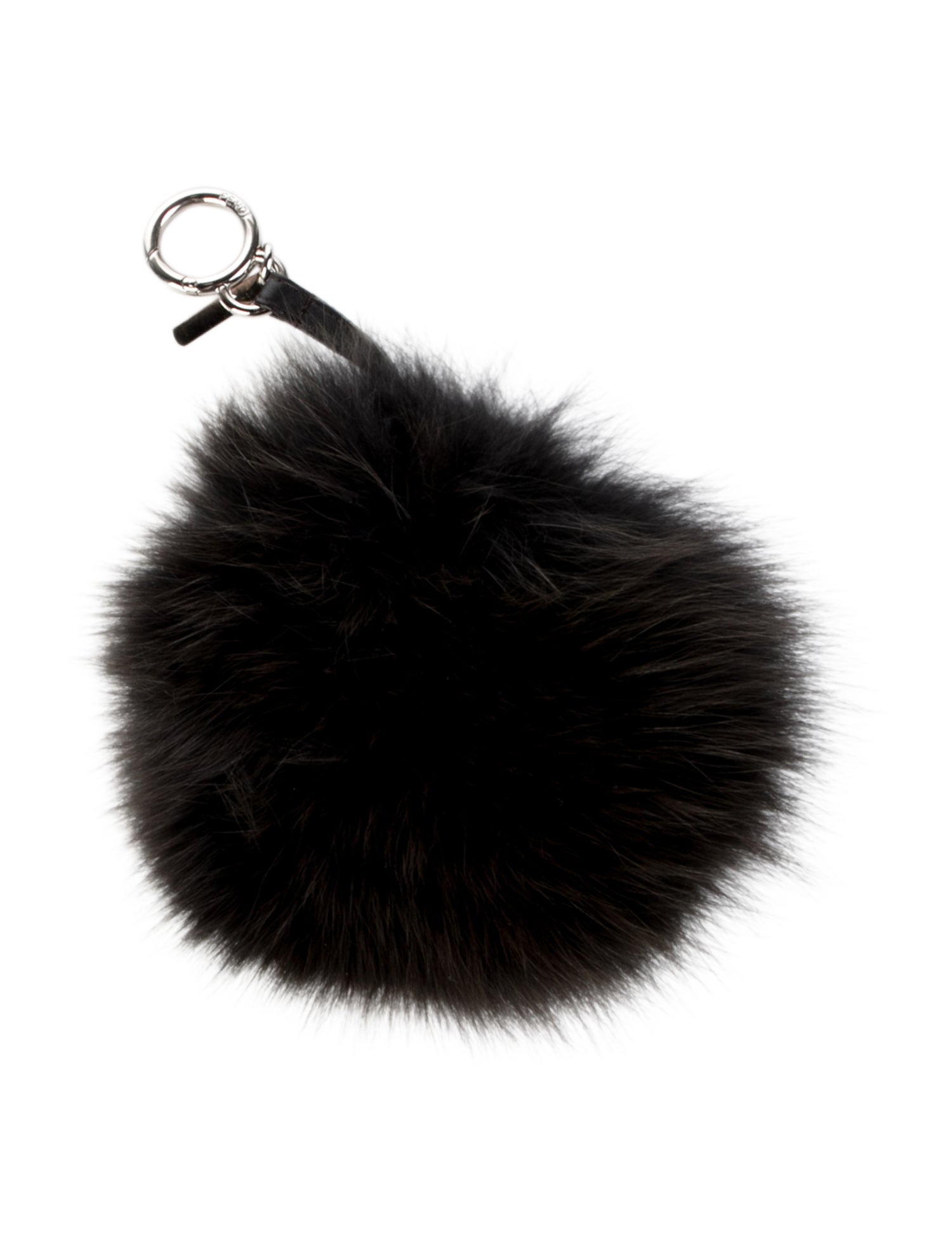 Fendi FENDI Pompom Charm Black Gold Hardware Fur Charm Ladies