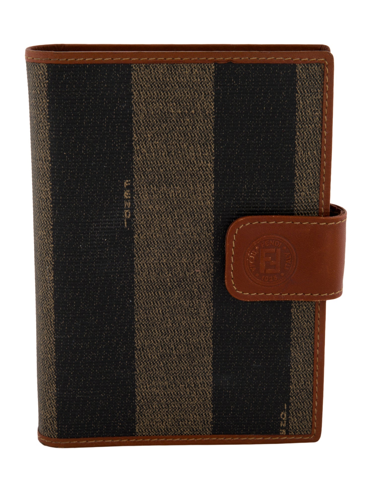 Fendi Striped Coated Canvas Address Book