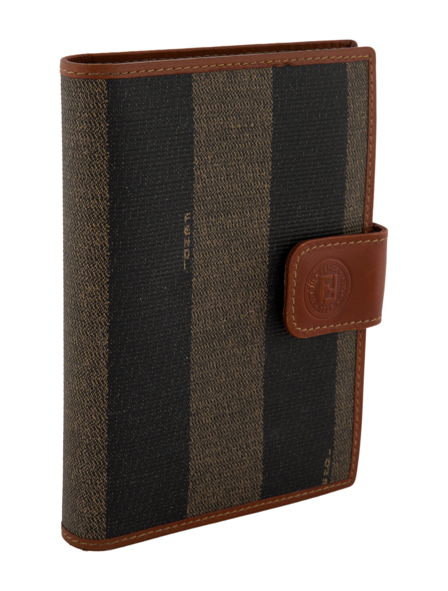 Fendi Striped Coated Canvas Address Book