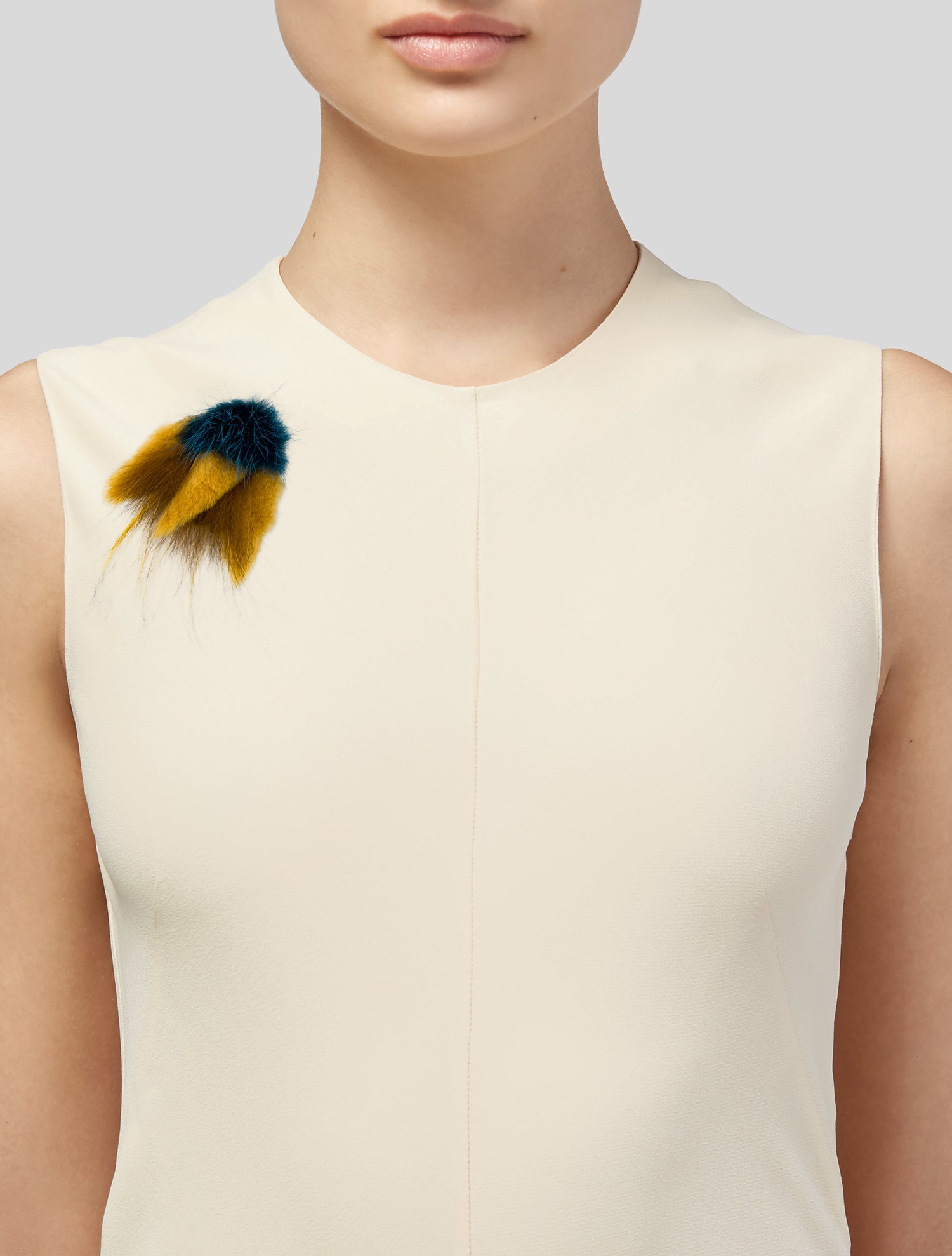 Fendi Fur & Leather Brooch Pin