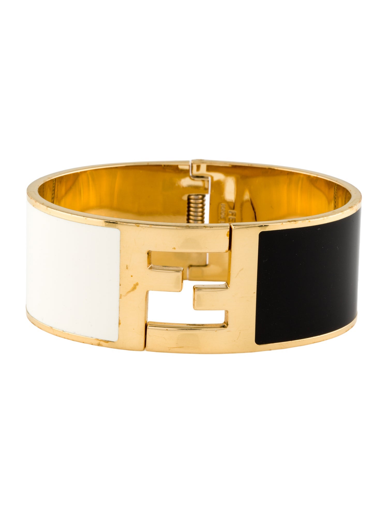 Fendi Enamel FF Hinged Bracelet